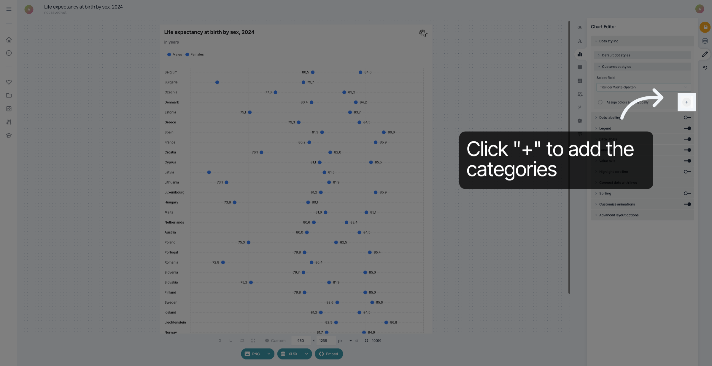 Add the categories you want to colour by