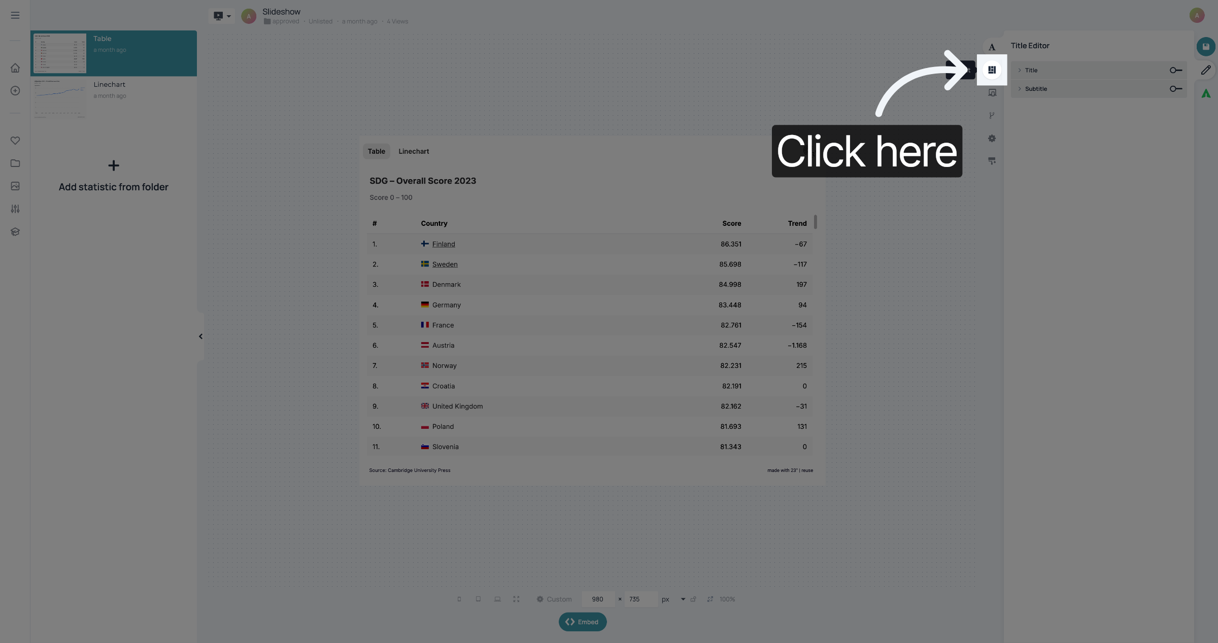 Open Layout editor