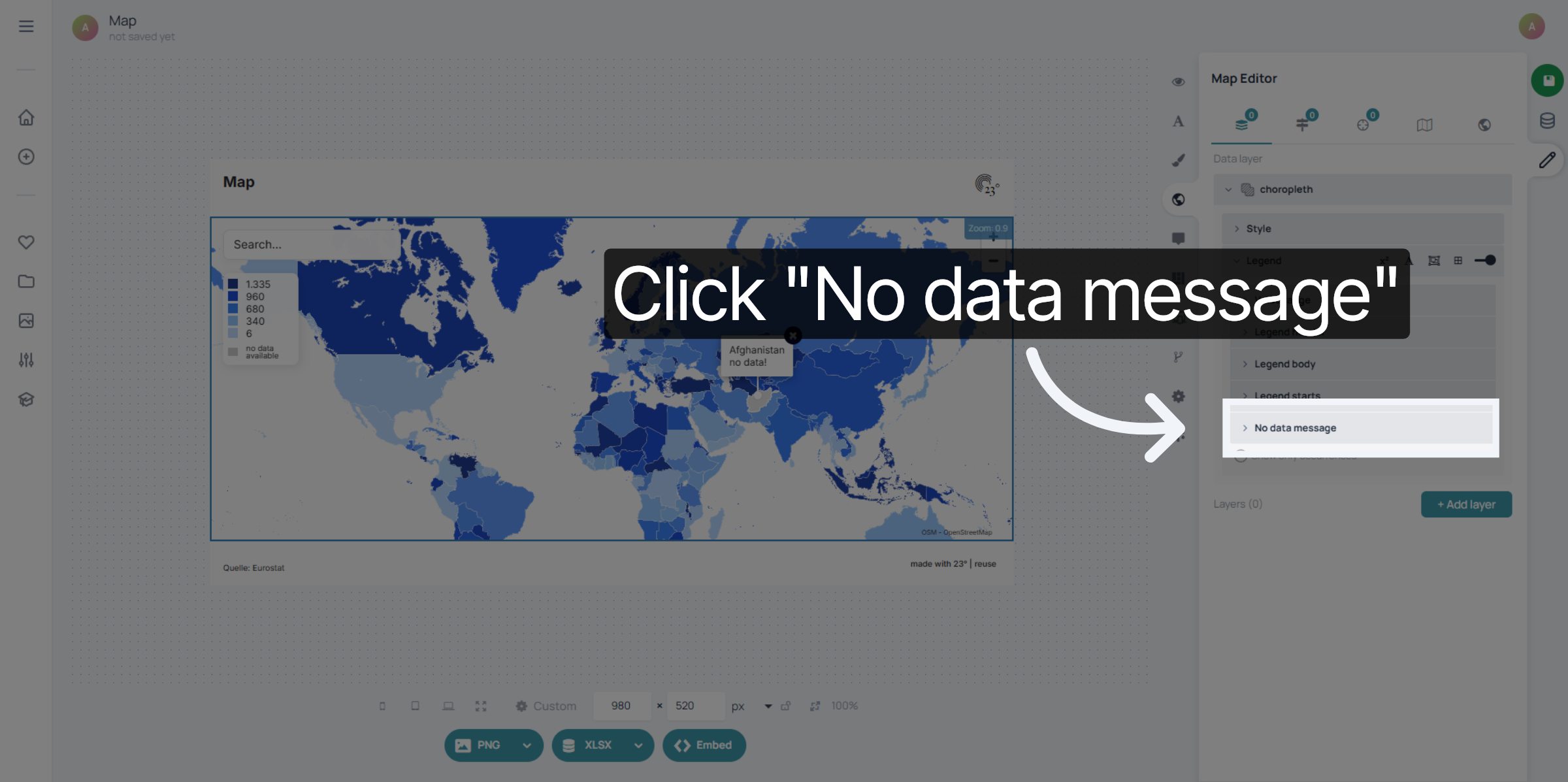 Select No Data Message Setting