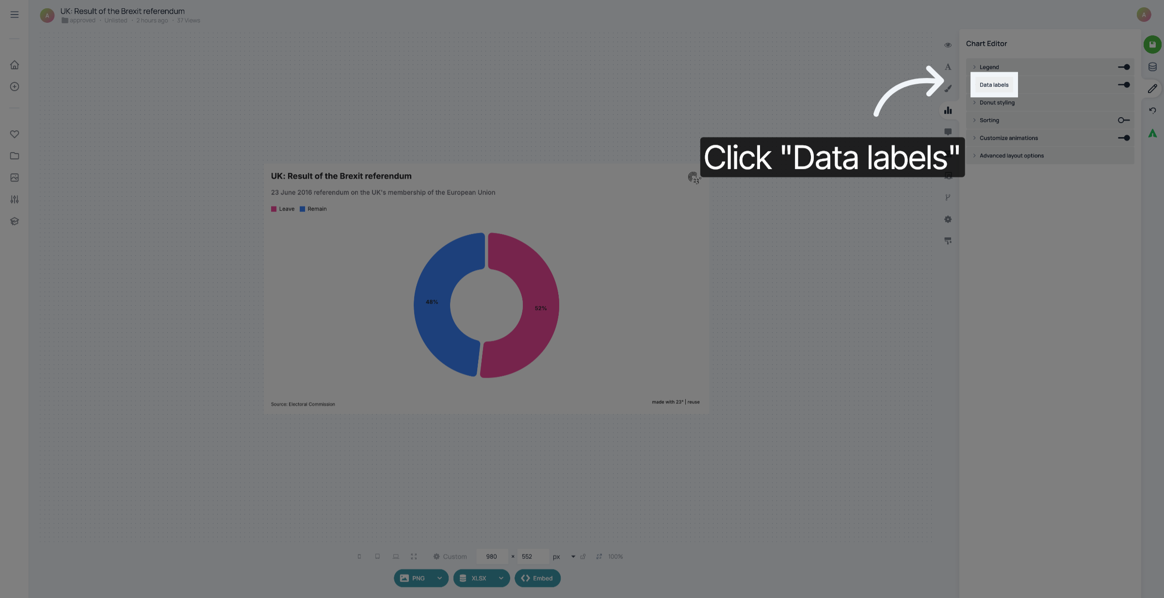 Click 'Data labels'