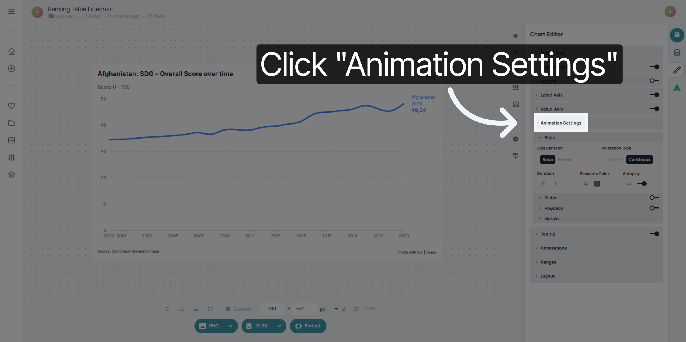 Open Animation Settings