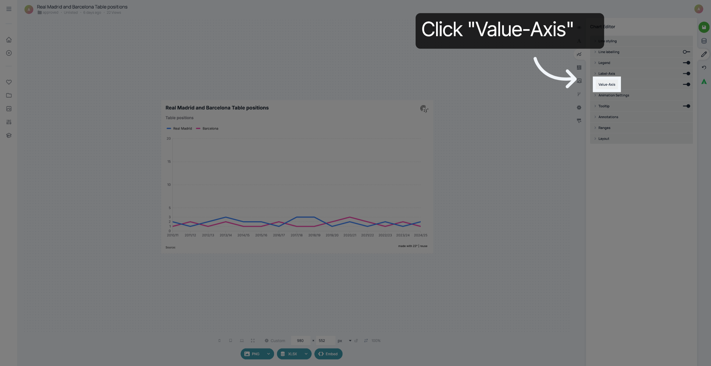 Access Value Axis Options