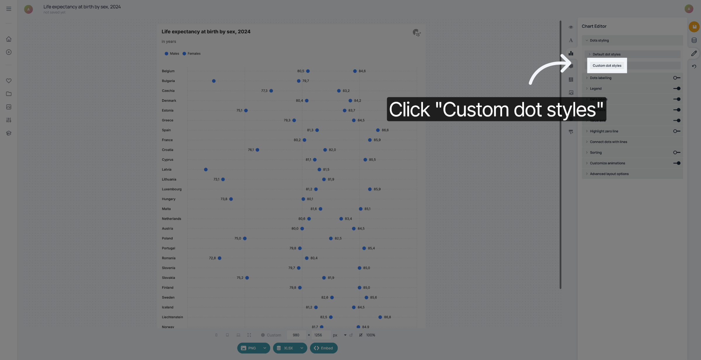 Click 'Custom dot styles'