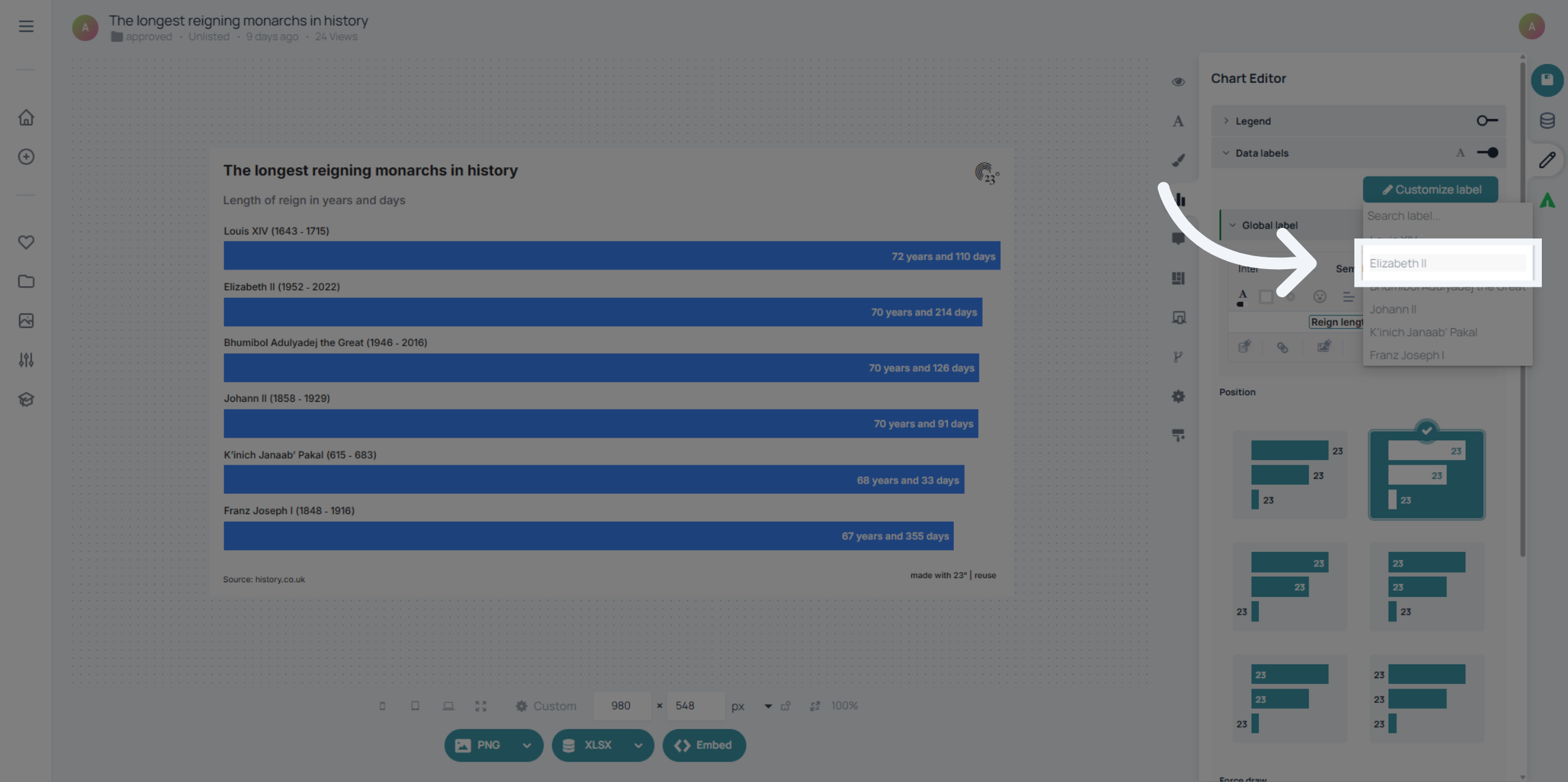 Select Label to Edit