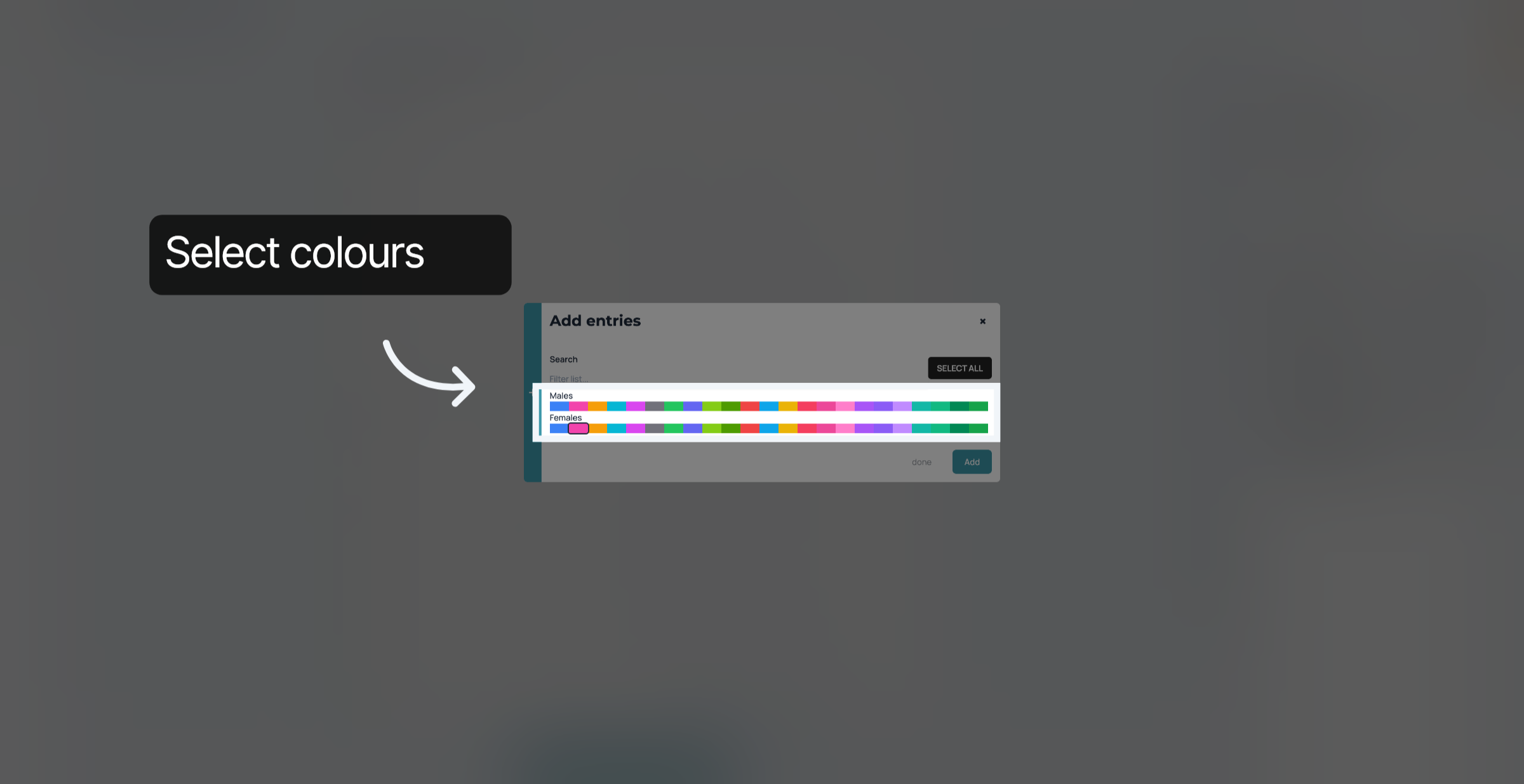 Select colours