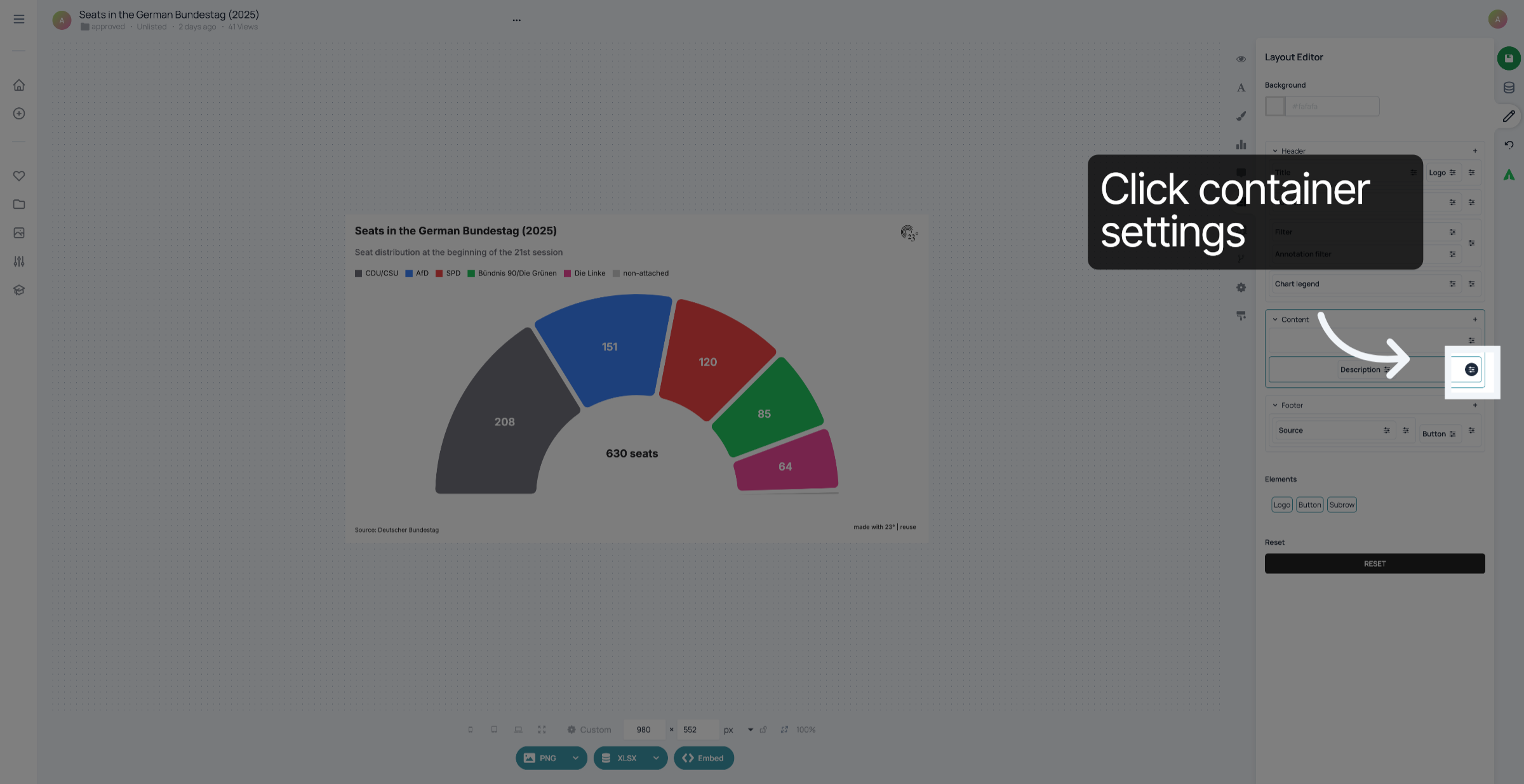 Click container settings