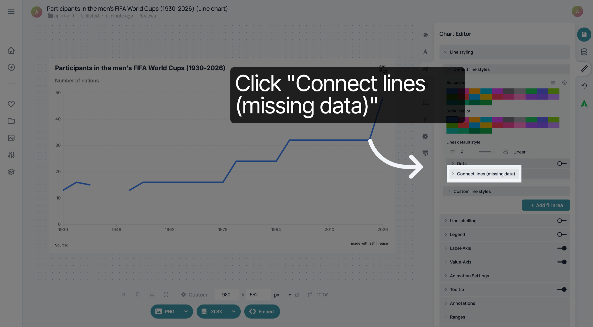 Click 'Connect lines'