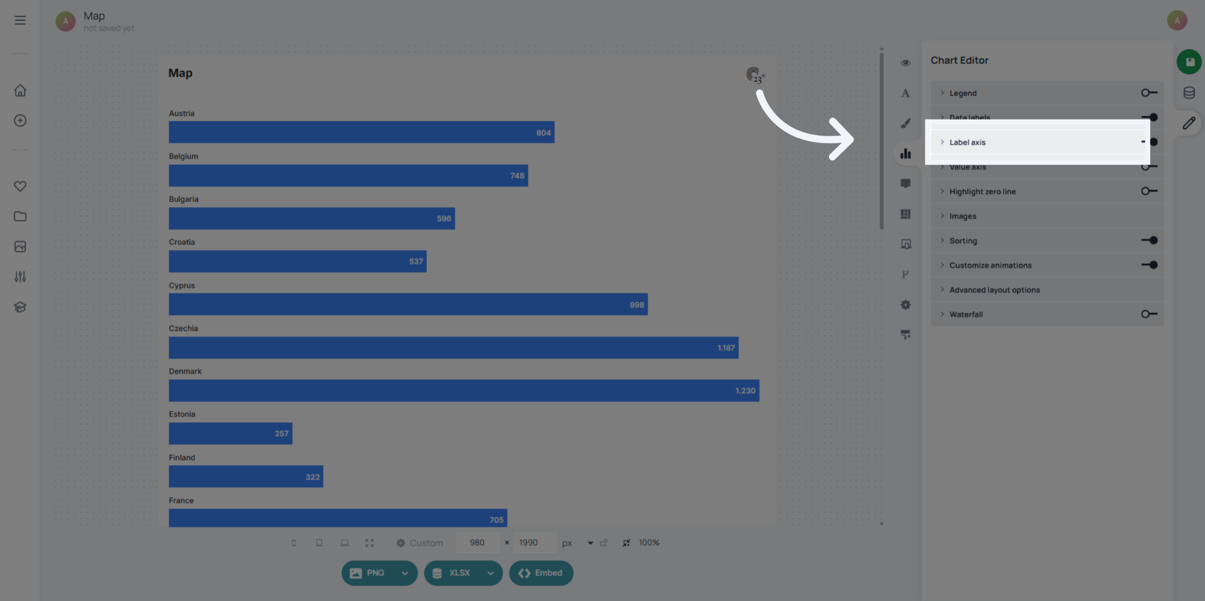 Access Axis Label Settings