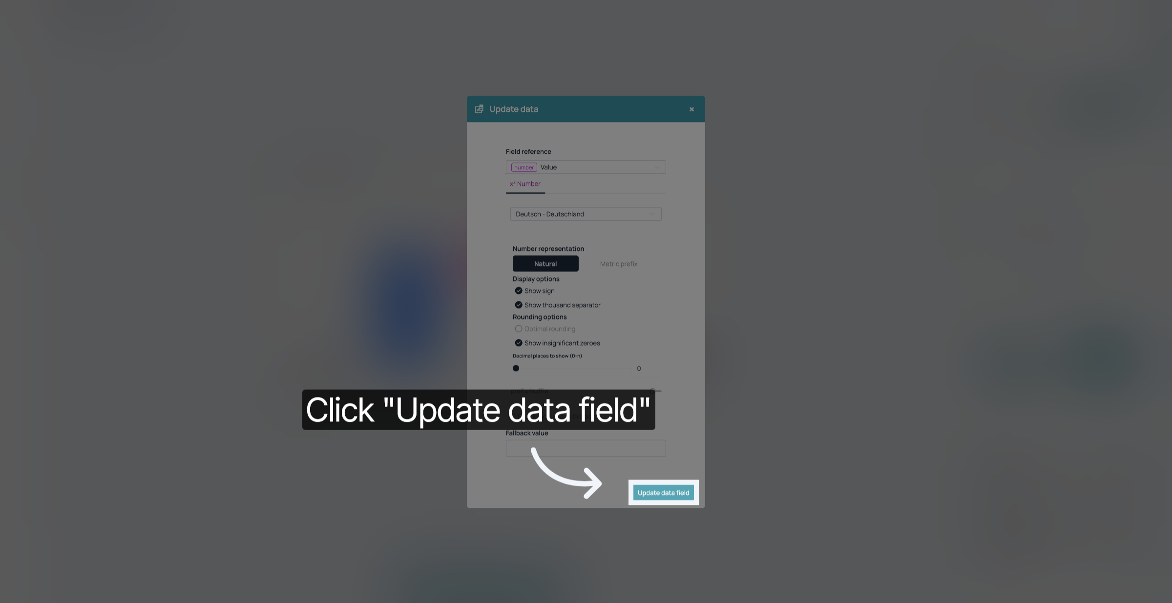 Click 'Update data field'