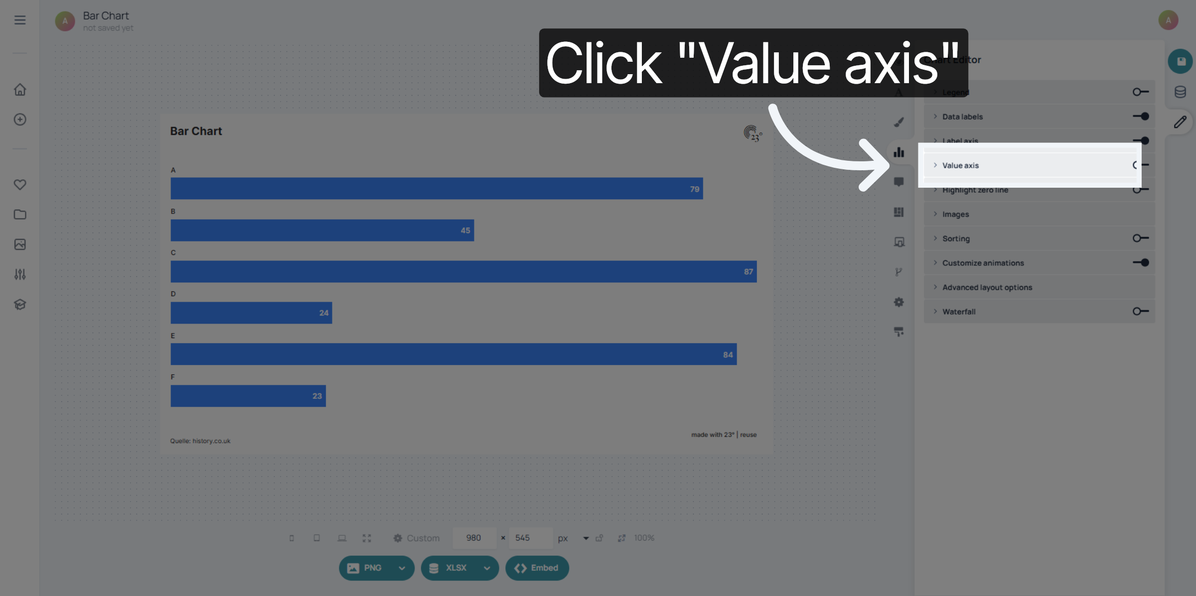 Open Value Axis Settings
