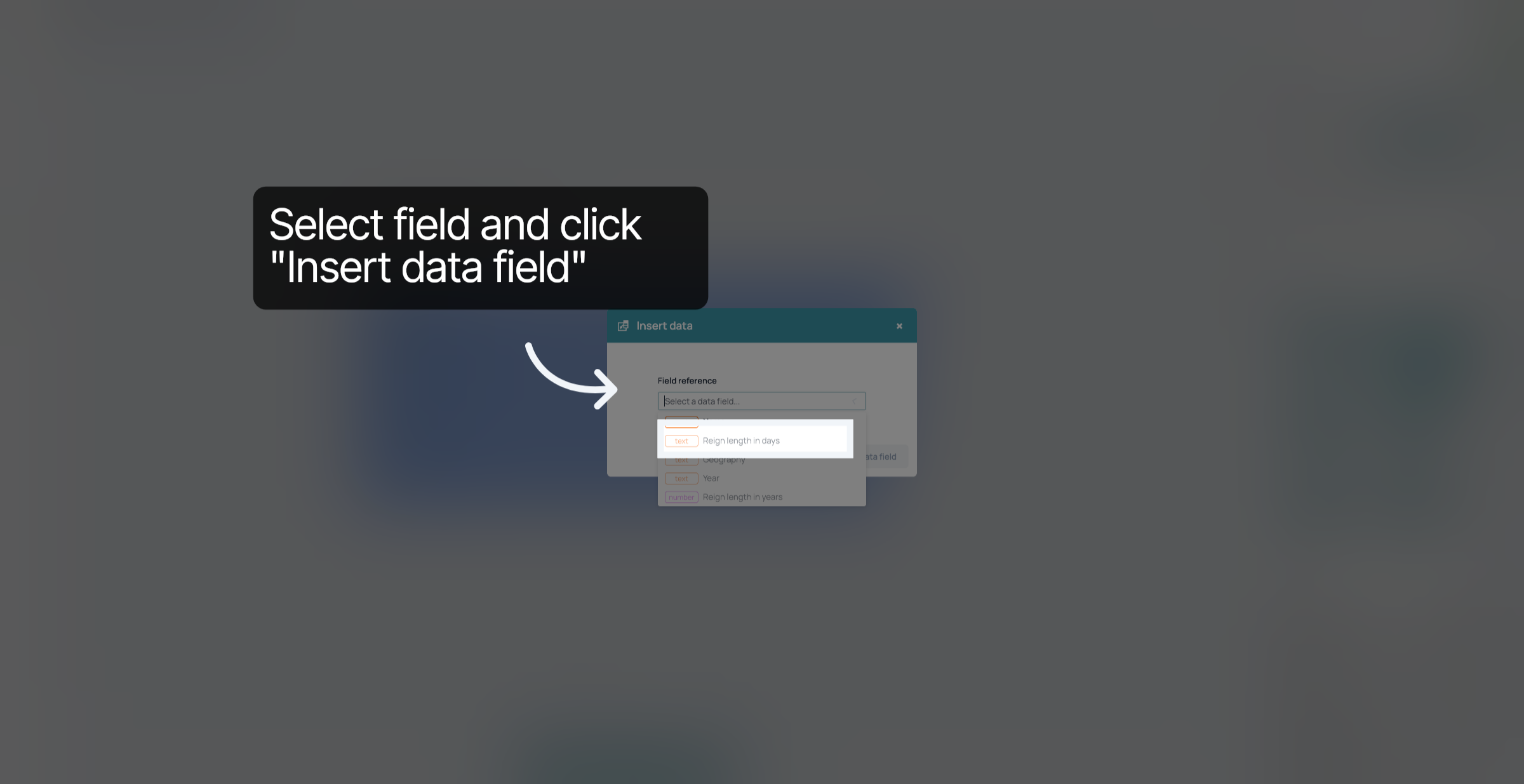 Select field and insert it