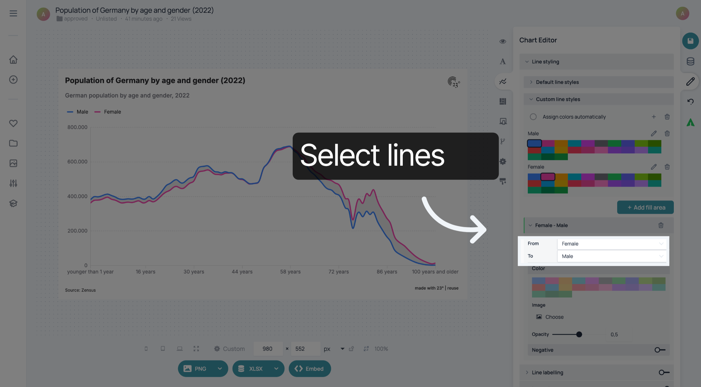 Select lines