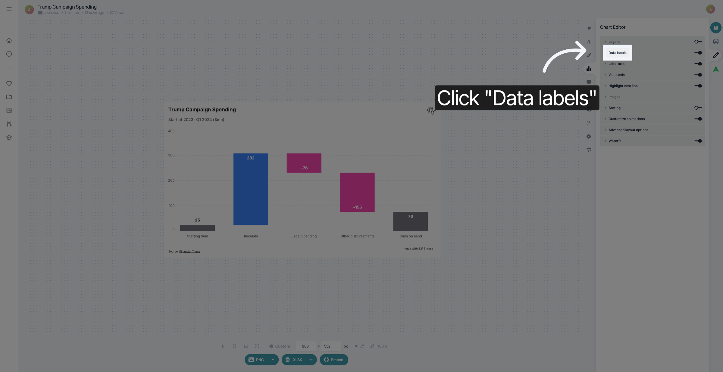 Go to Data labels