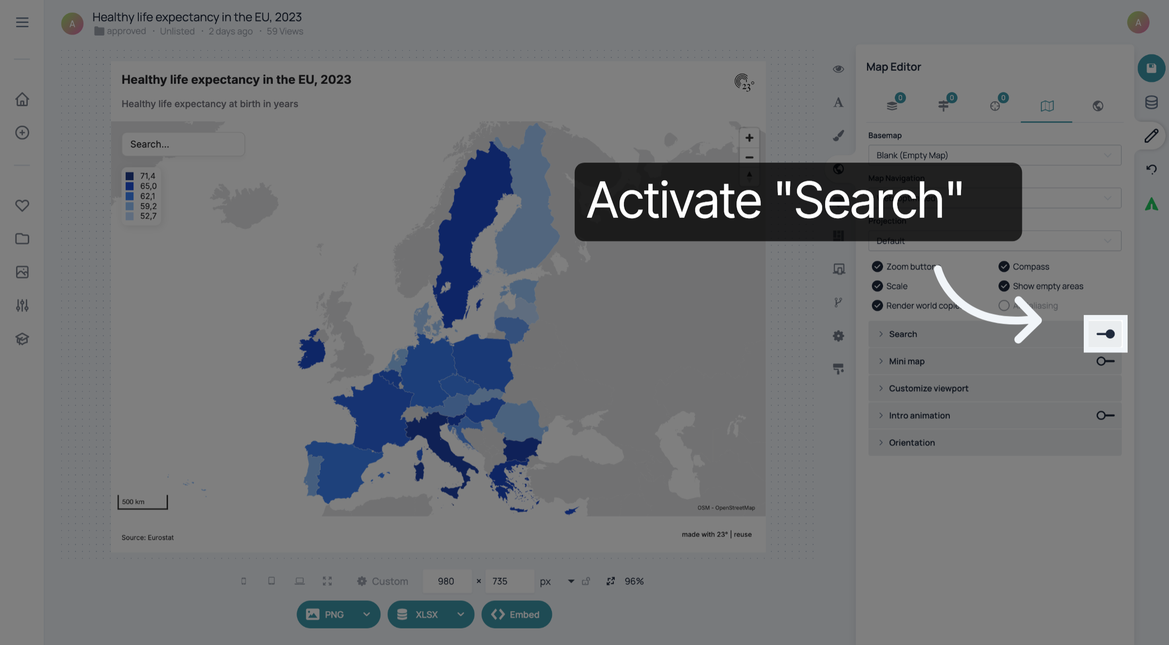 Open Search Bar Options