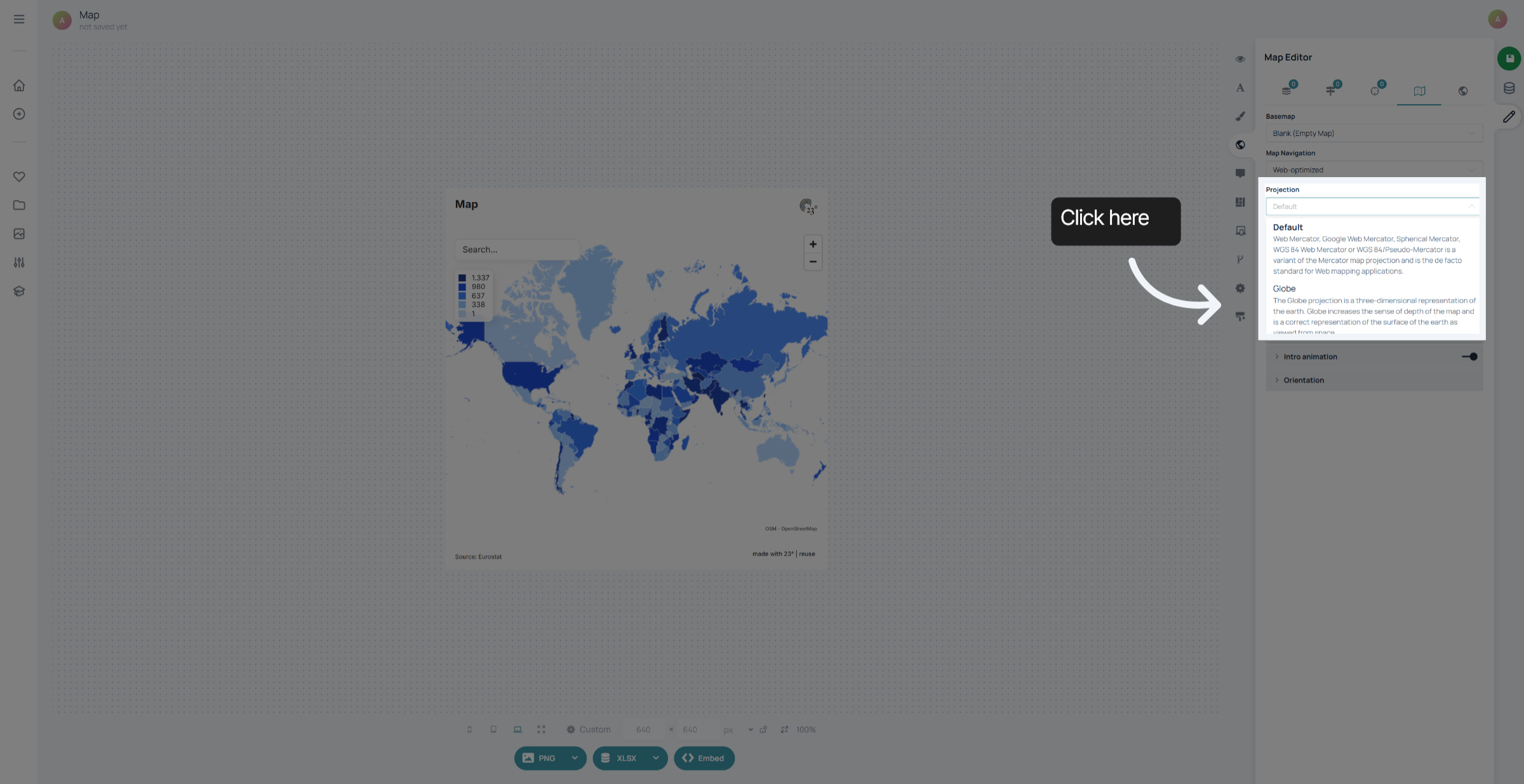 Confirm Globe Projection Selection