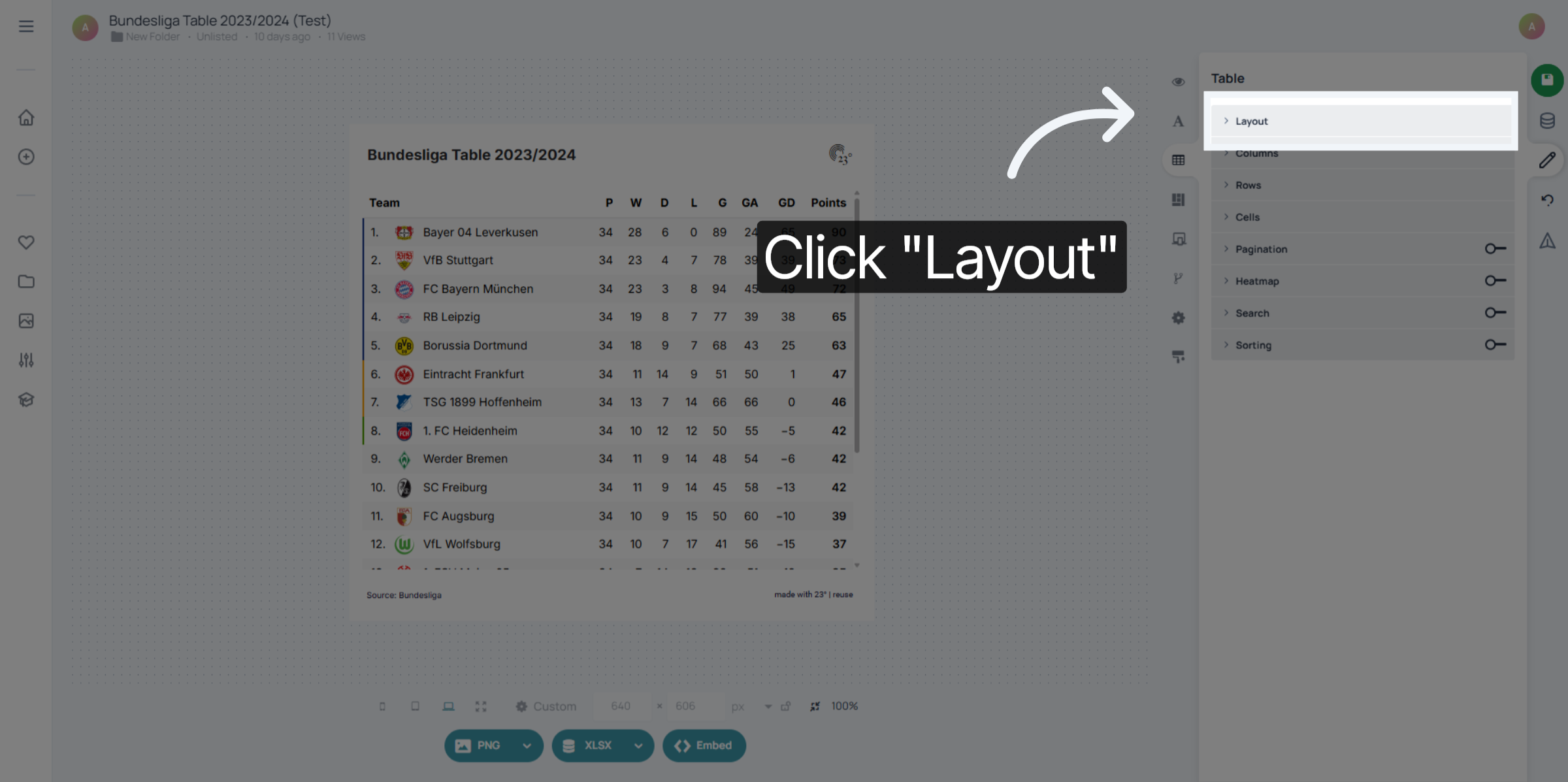 Select Layout Tab