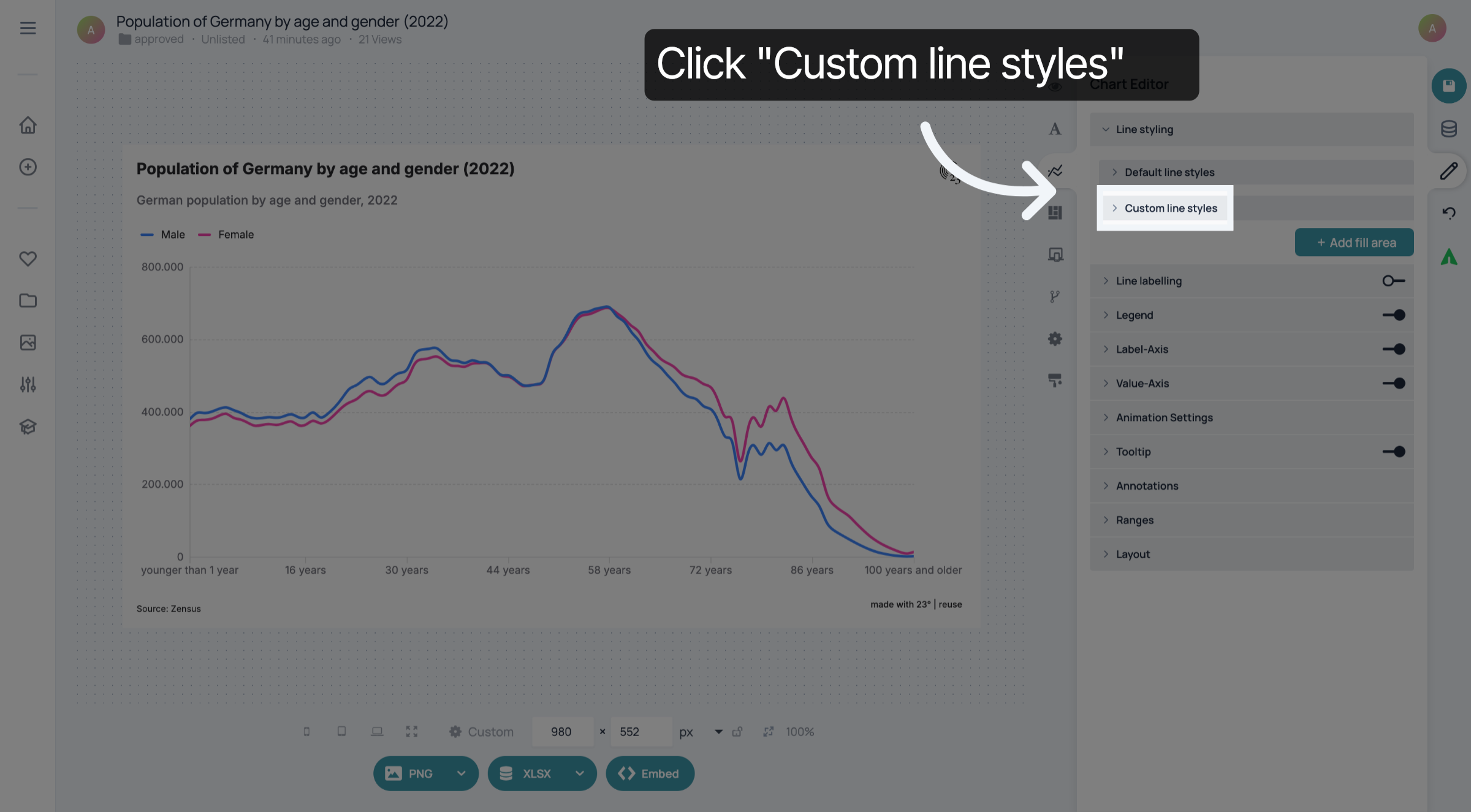 Open 'Custom line styles'