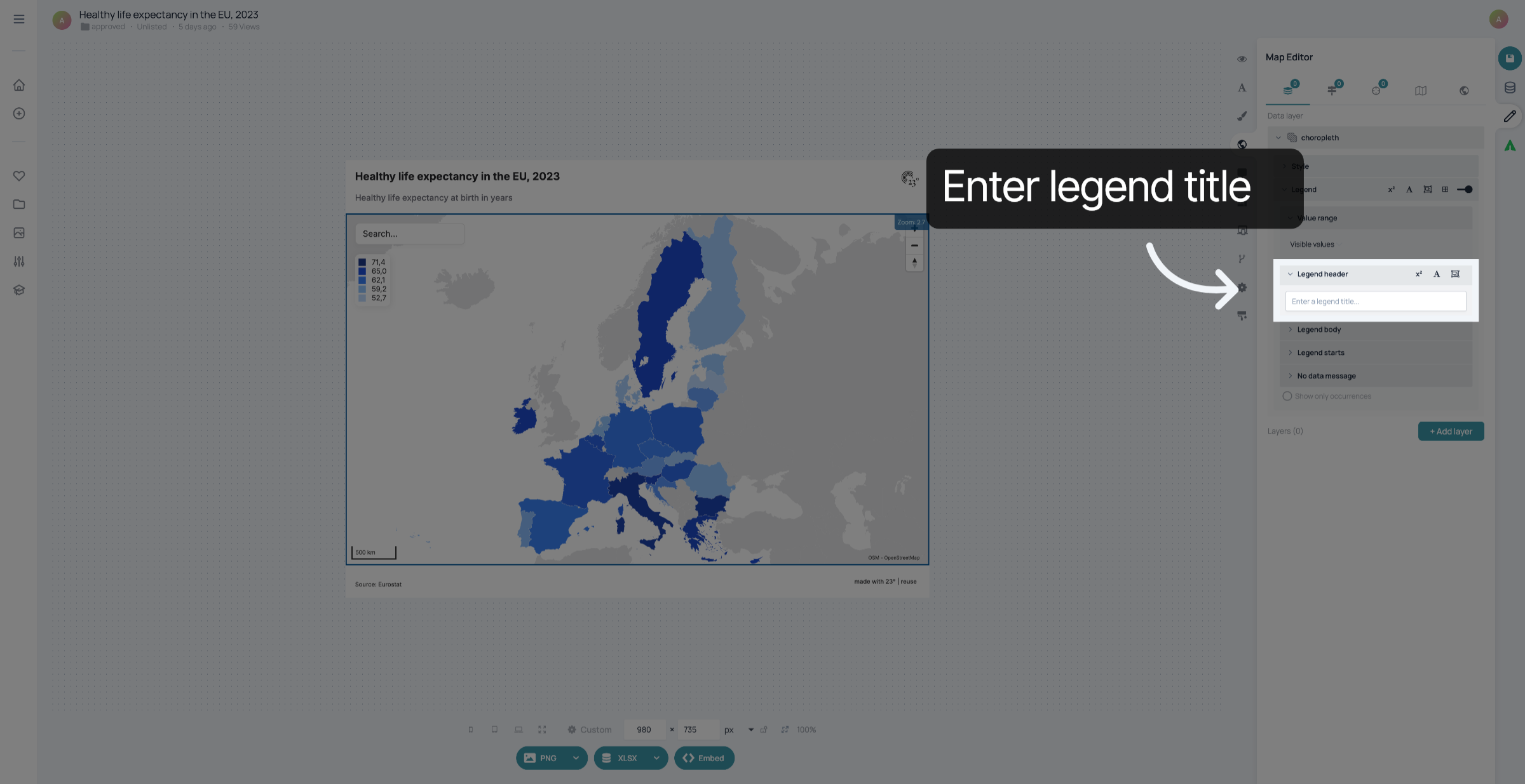 Enter legend header