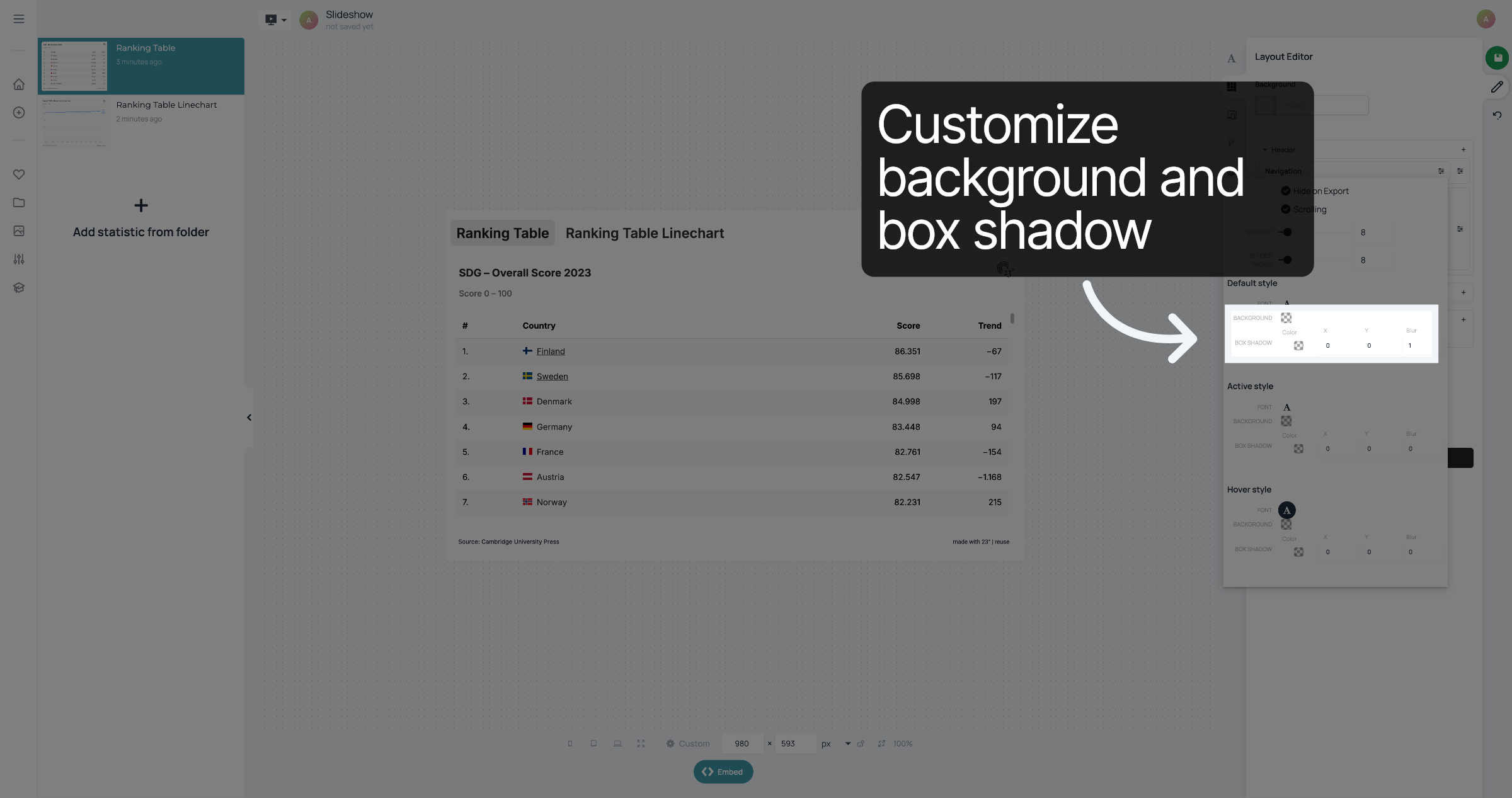 Customize background and box shadow