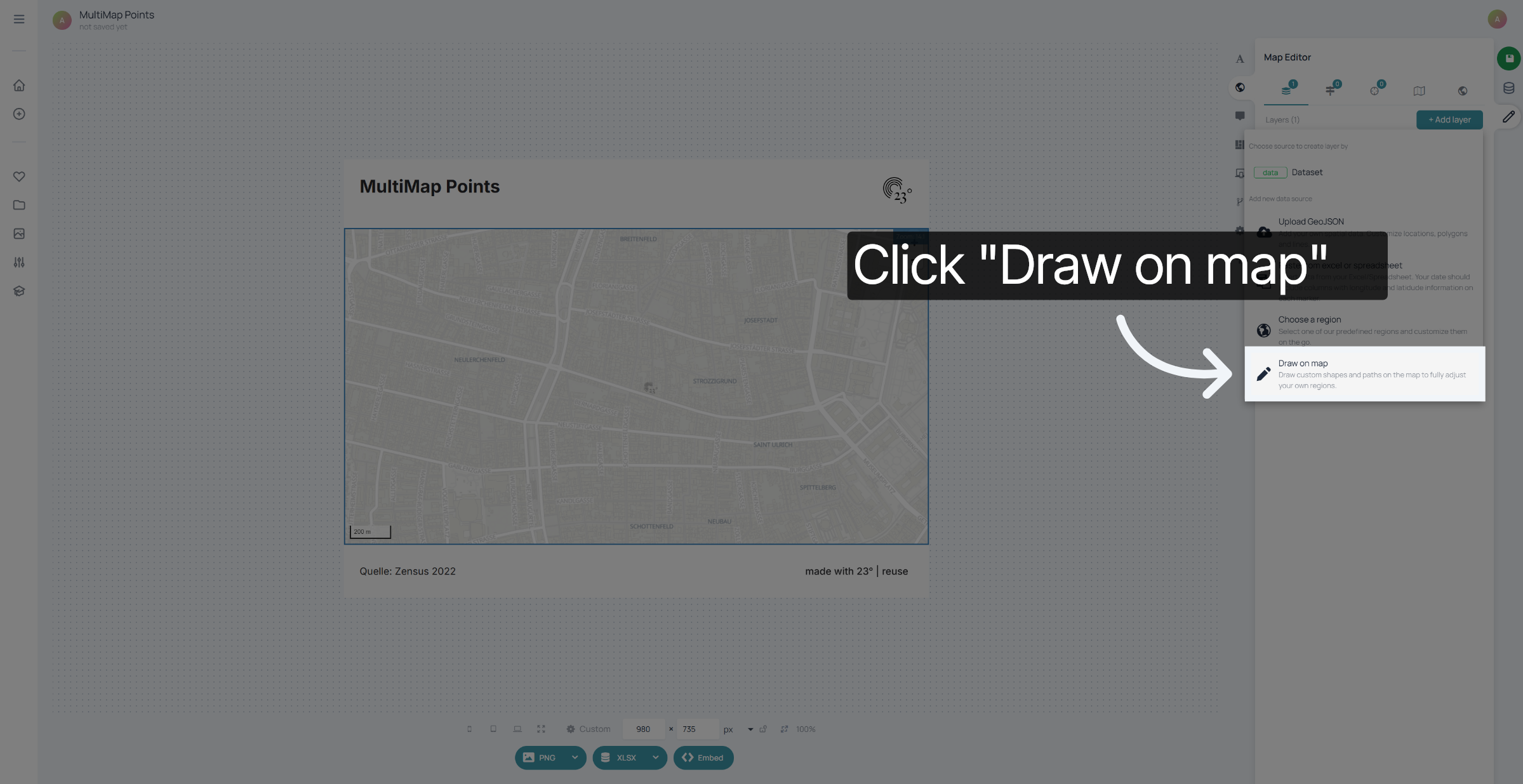 Choose Draw on Map