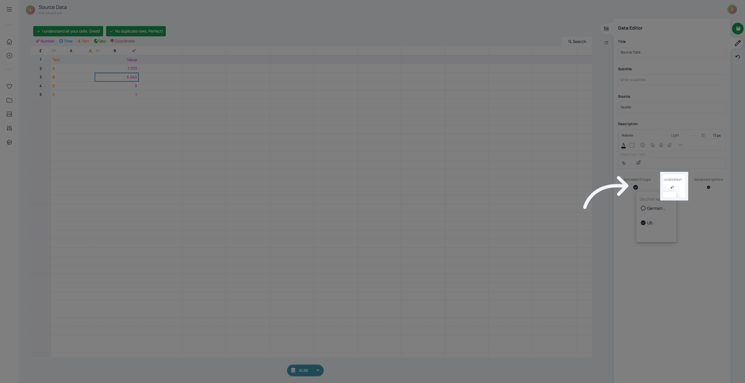 Select Decimal Separator Setting