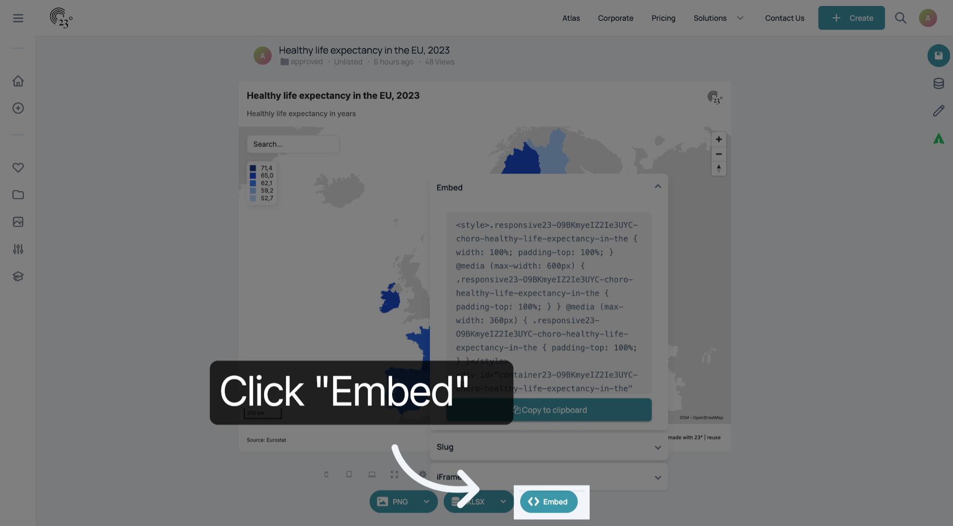 Click 'Embed'