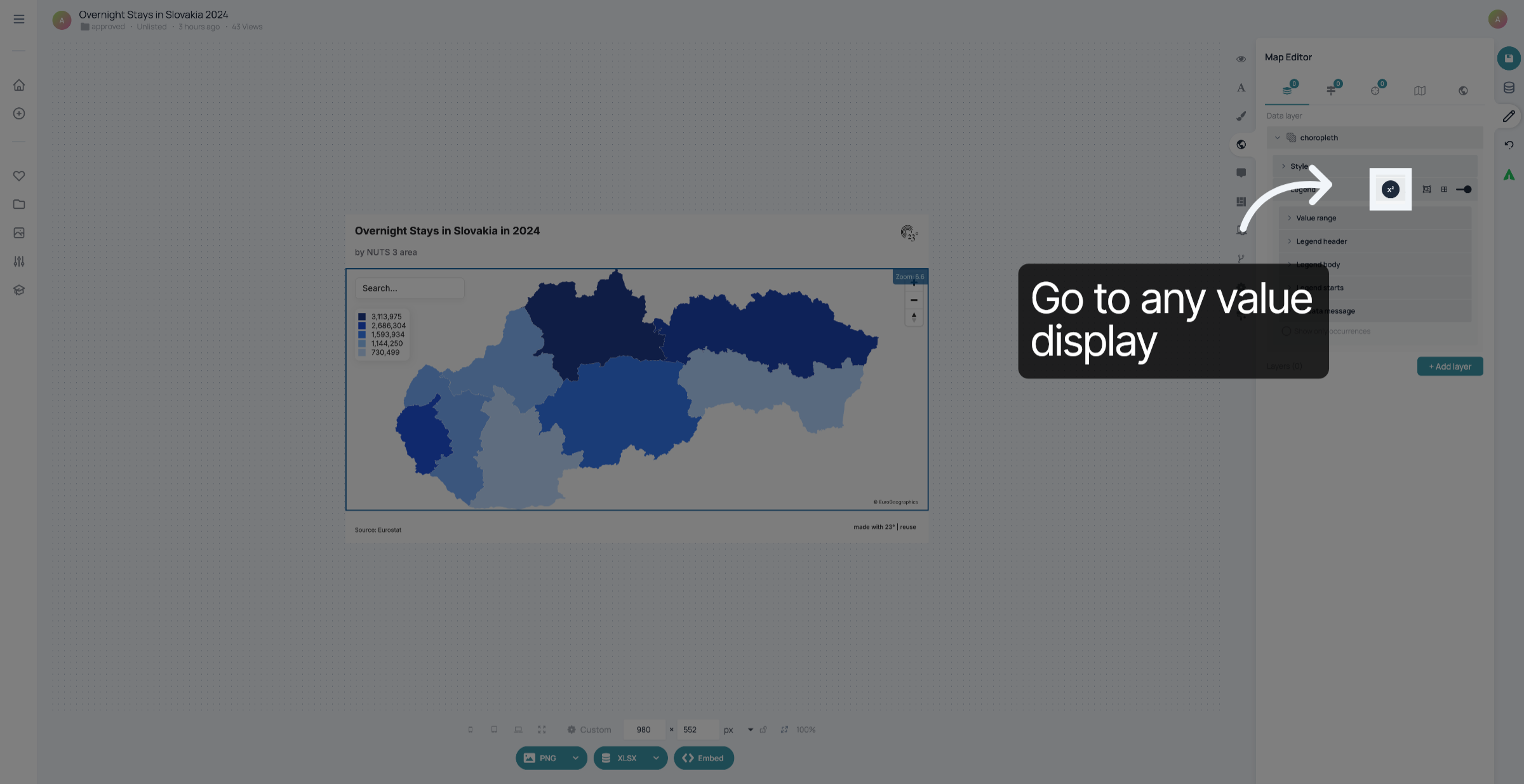 Go to any value display