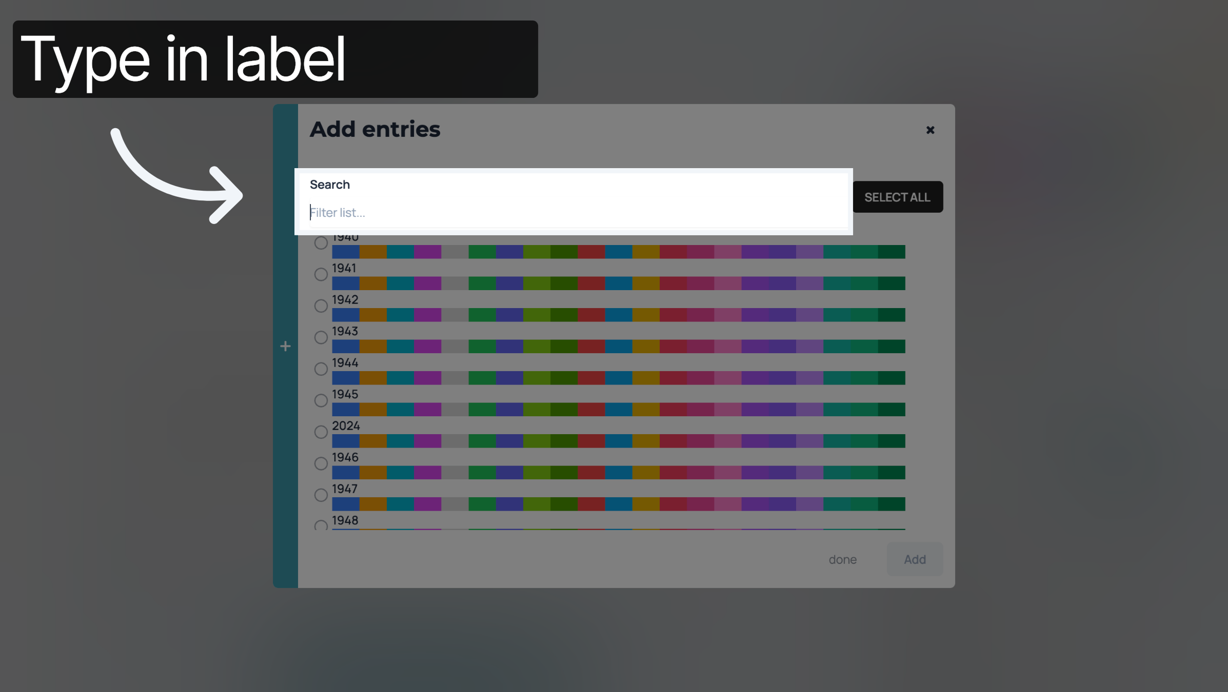 Type the label of the line you want to highlight