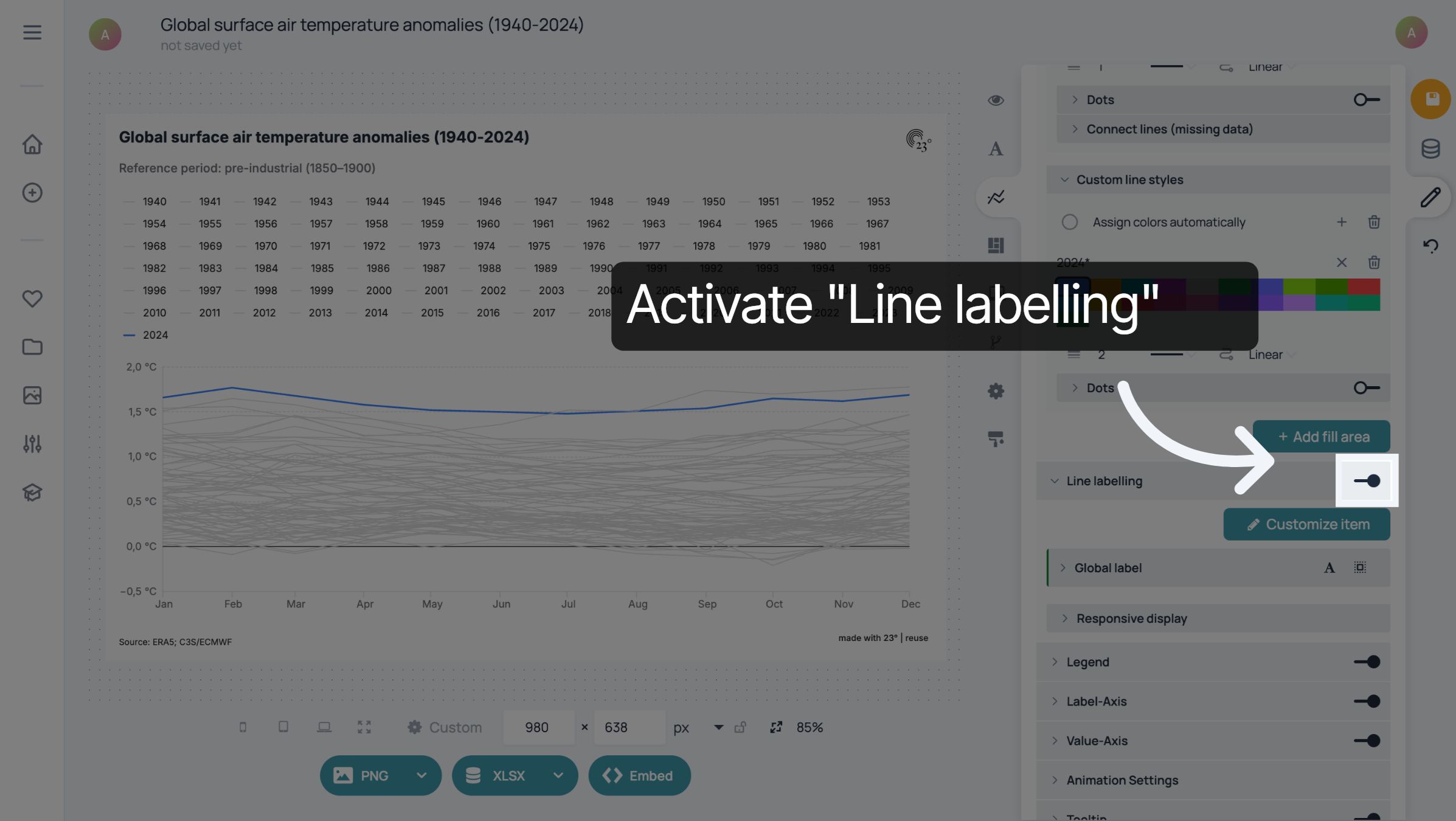 Label the line