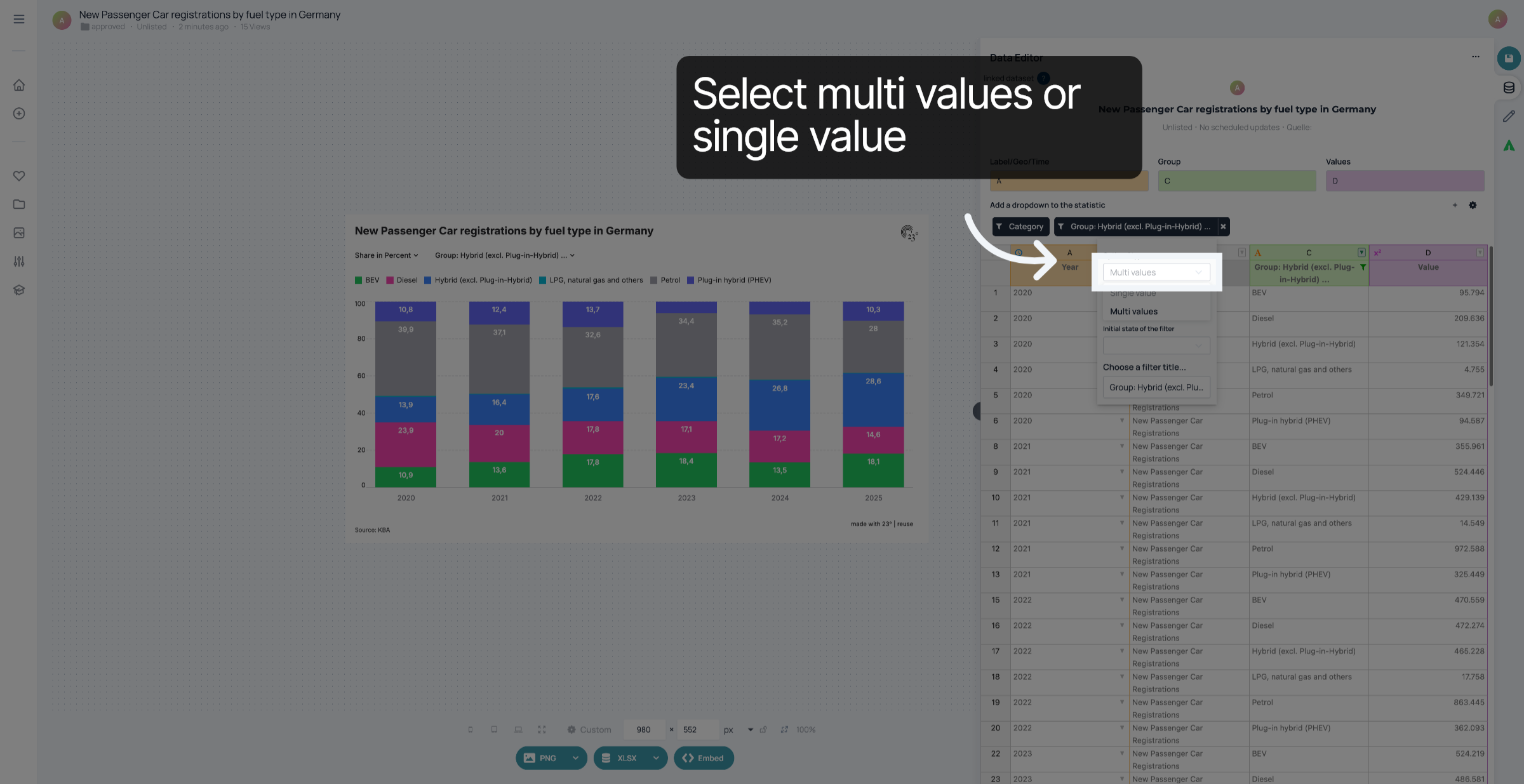 Select type of filter