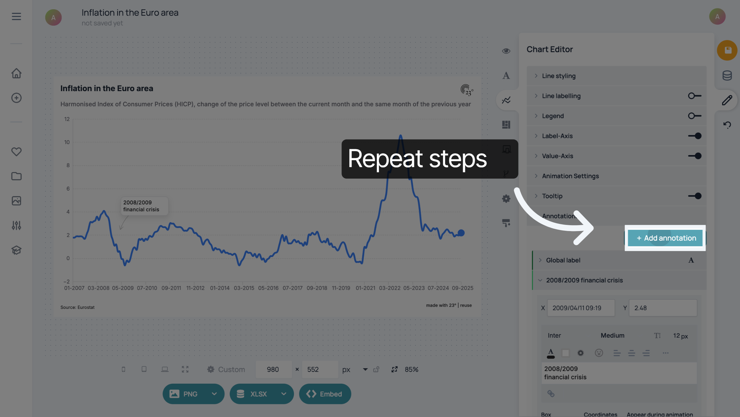 Repeat steps to add further annotations