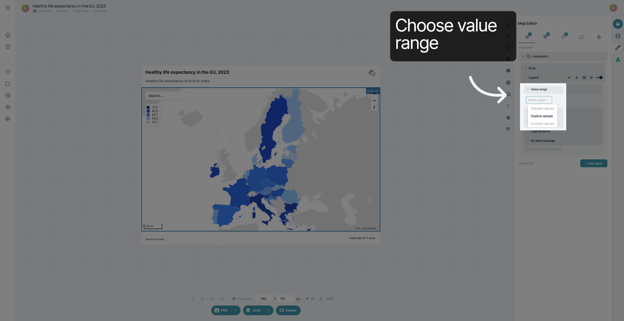 Select value range