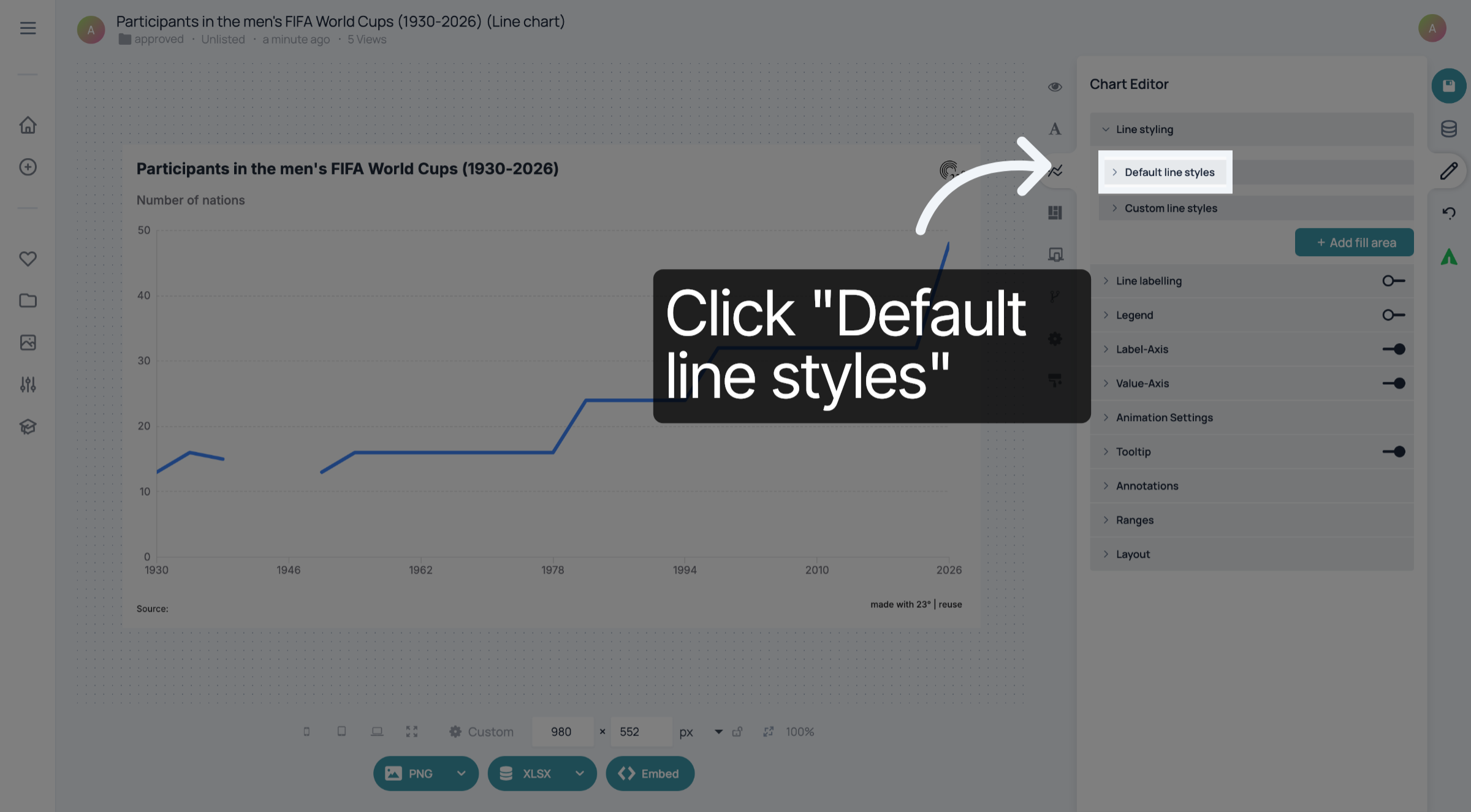 Click 'Default line styles'