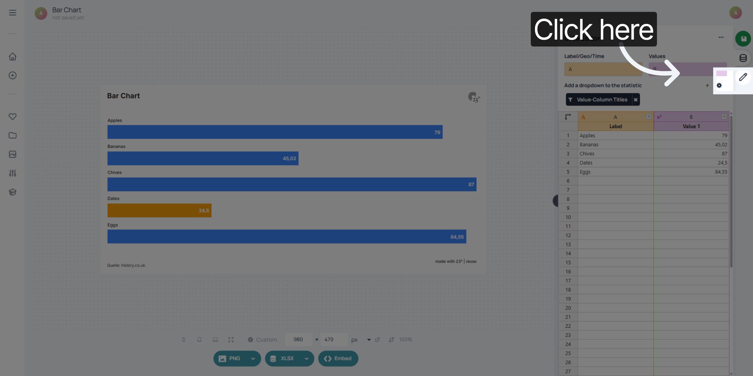 Change in Chart Editor