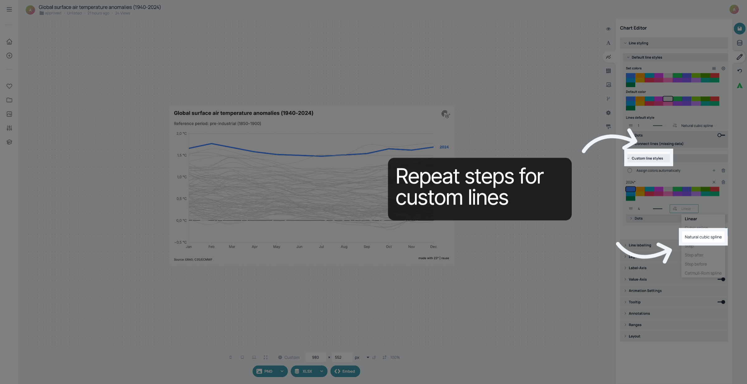 Repeat steps for custom line styles