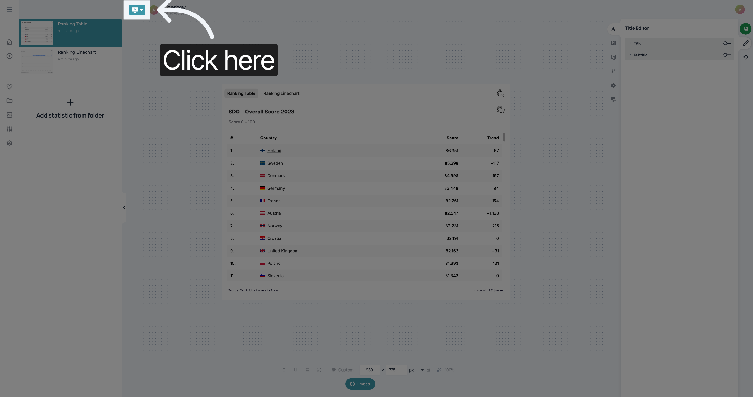 Switch to Statistic Editor