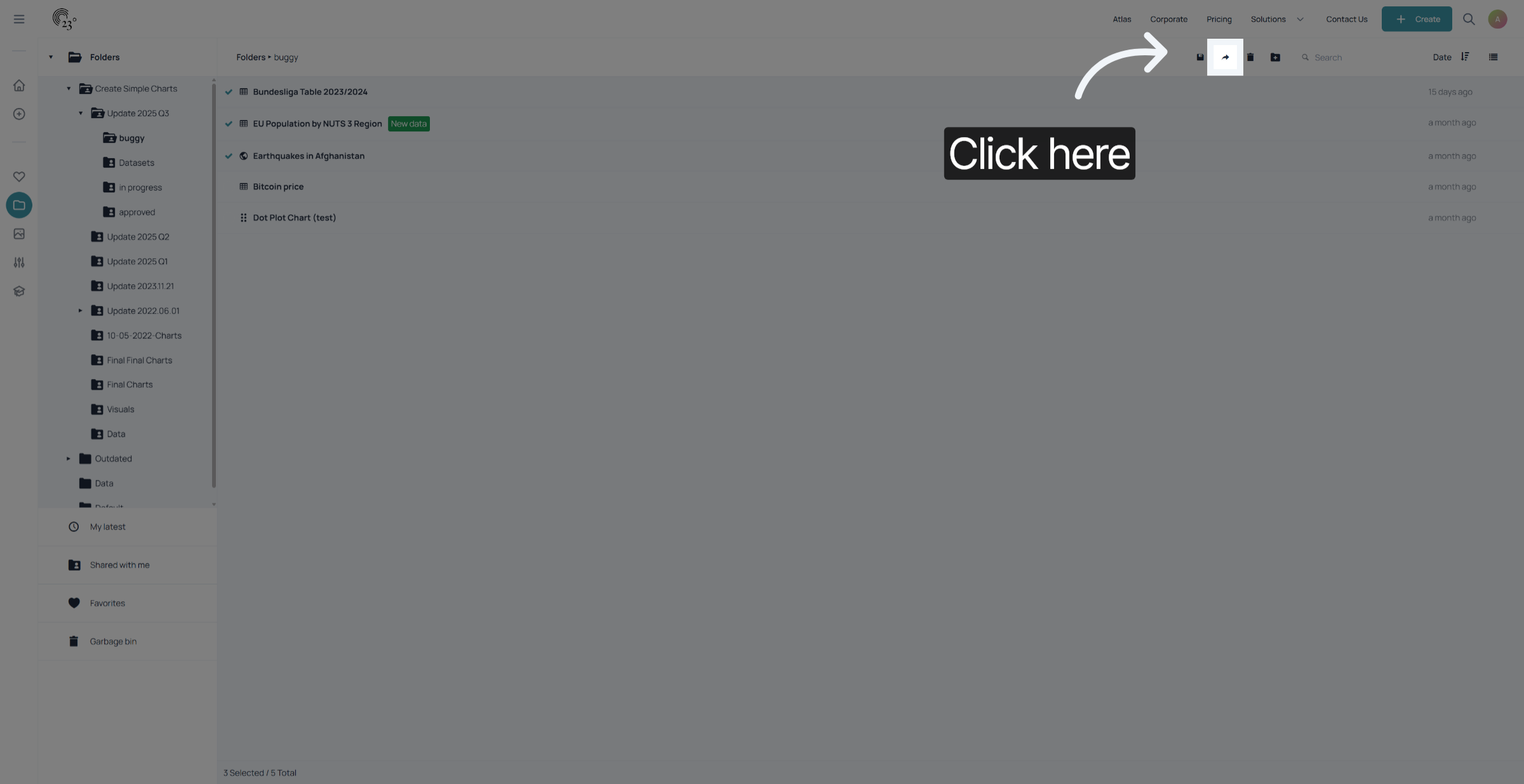 Click on the arrow