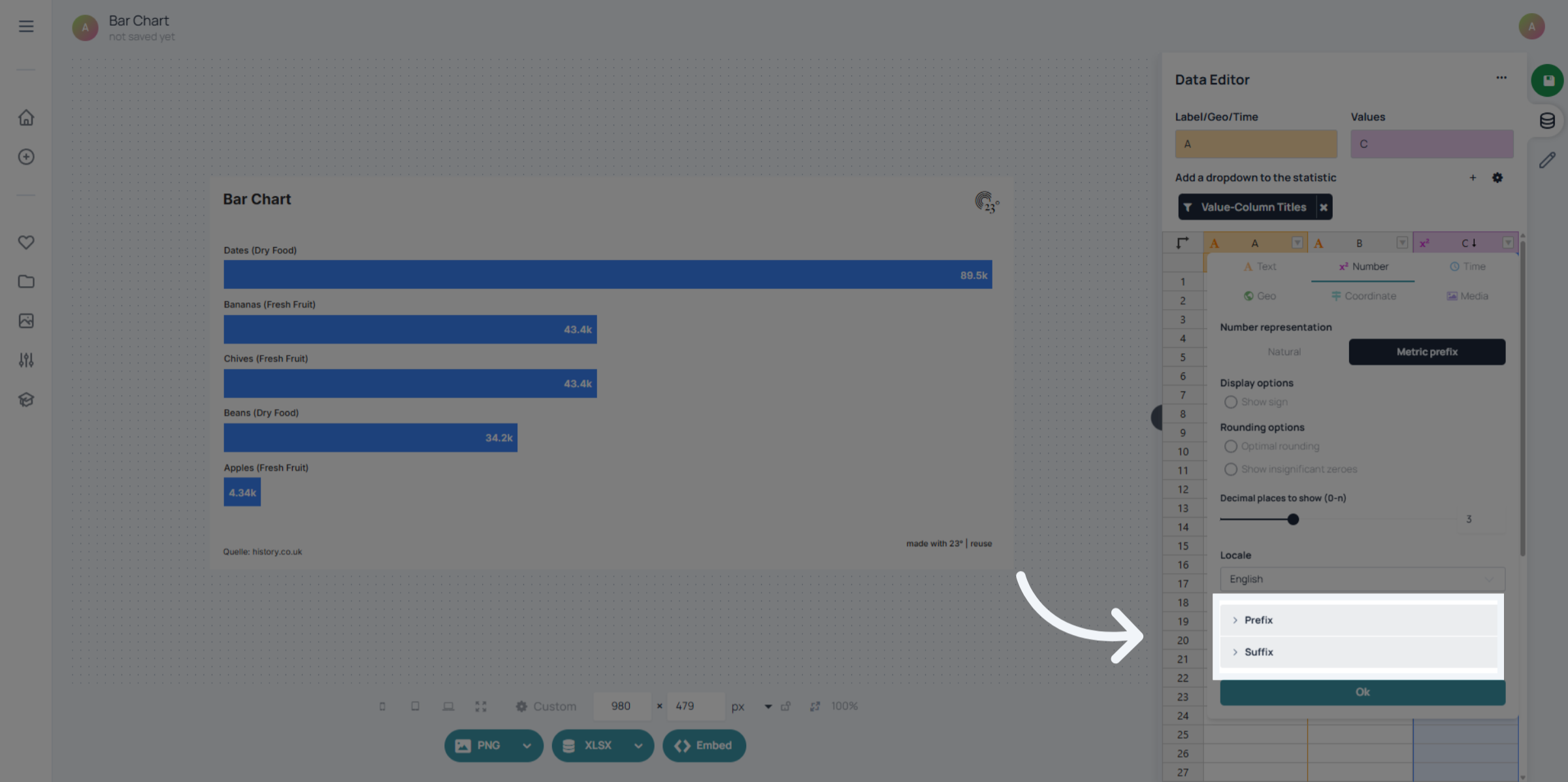 Select Prefix/Suffix