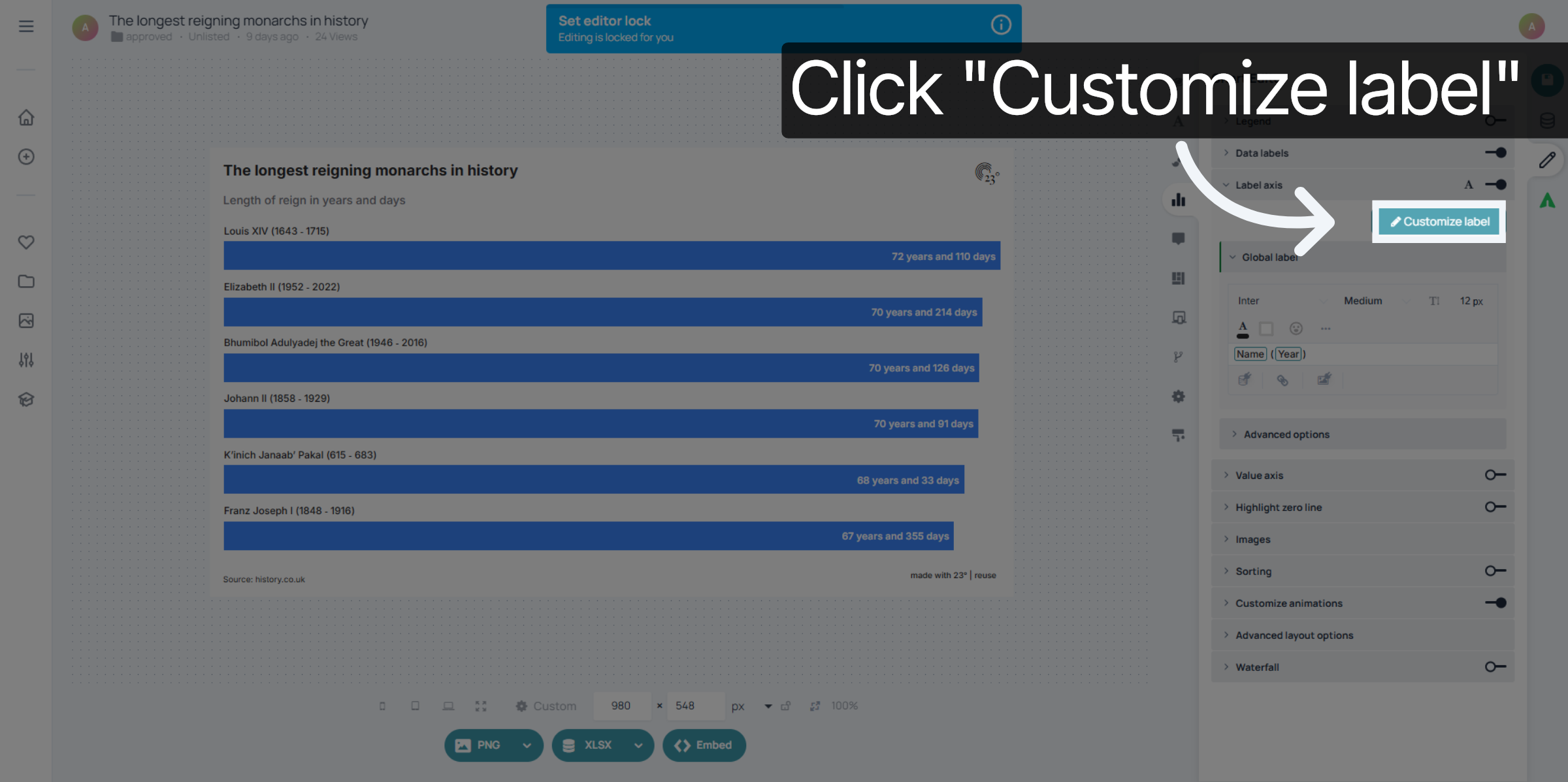 Access Customize Label Settings