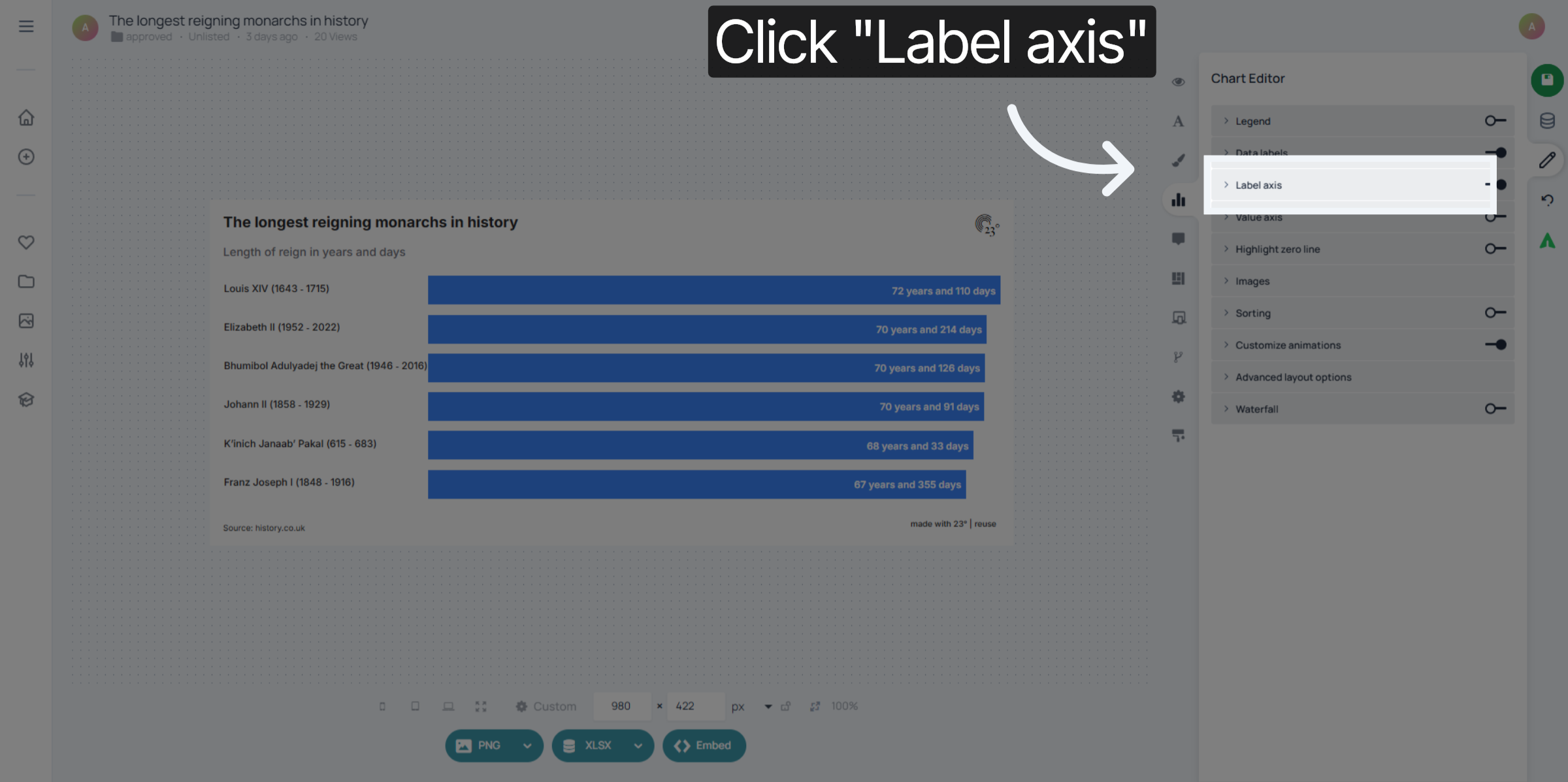 Select Label Axis Option