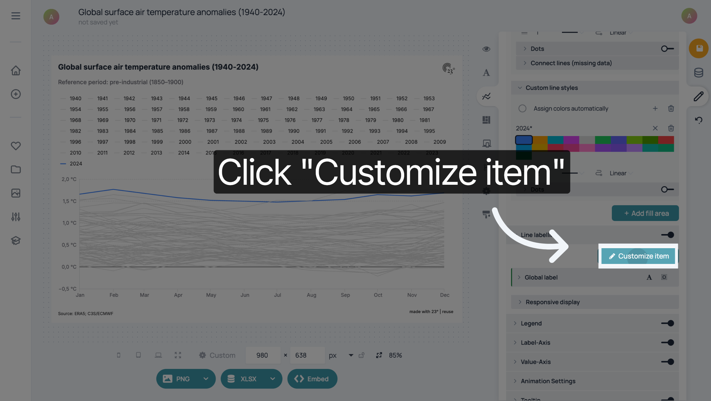 Click 'Customize item'