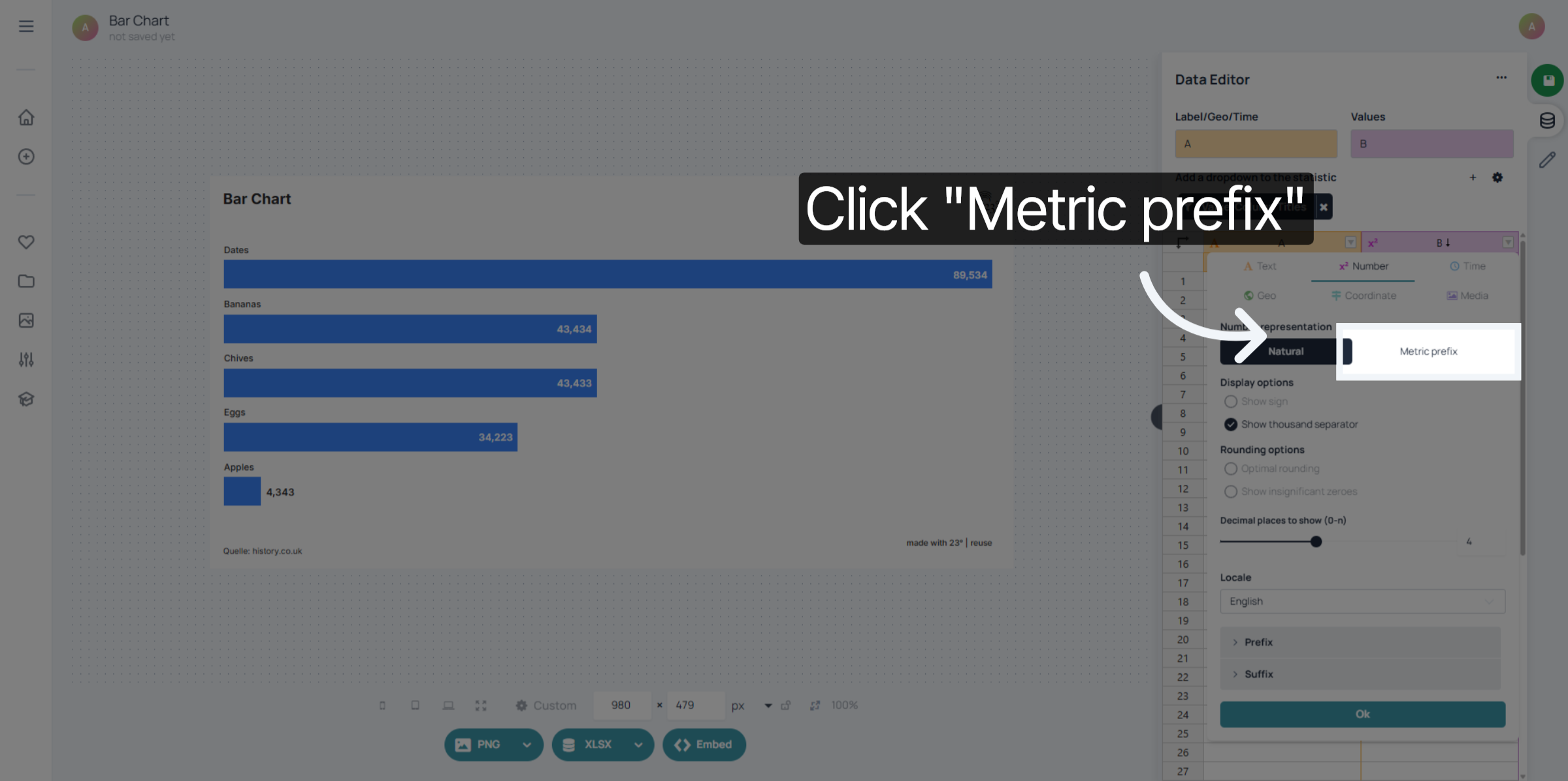 Select Metric Prefix Option