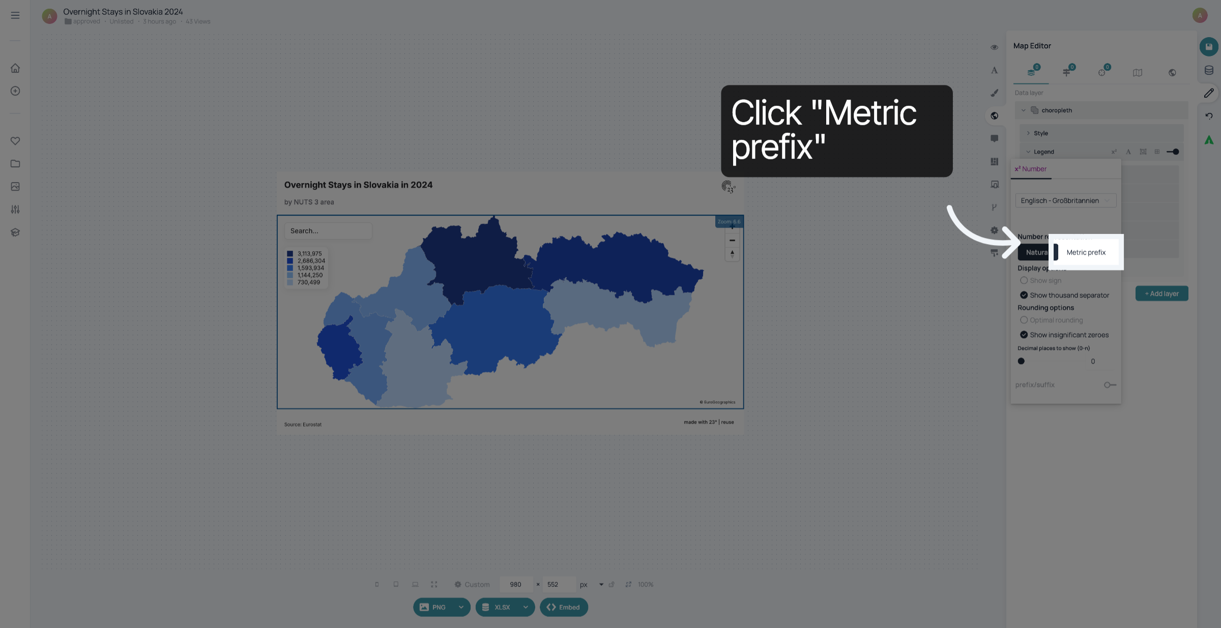 Click 'Metric prefix'