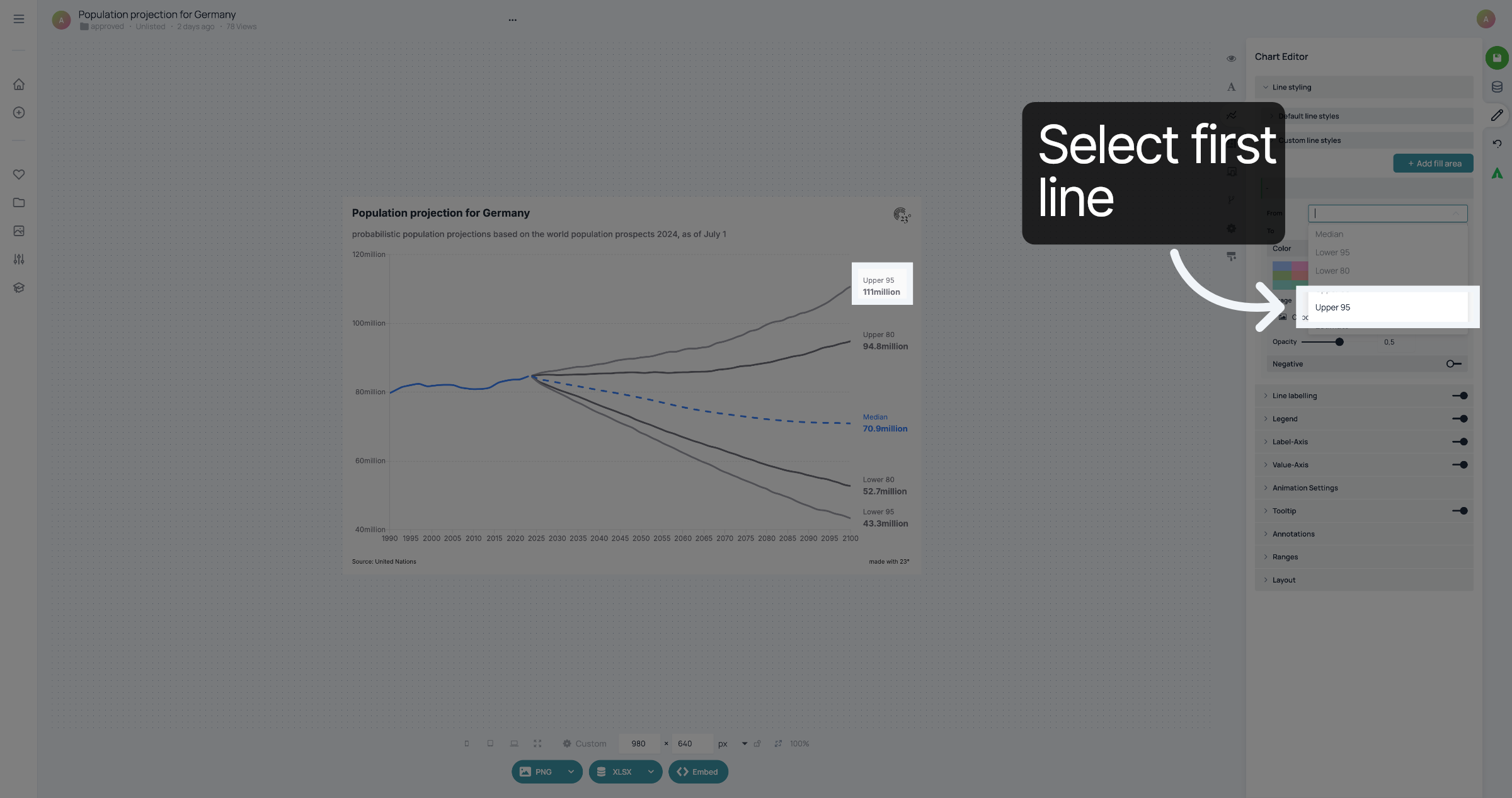 Select first line