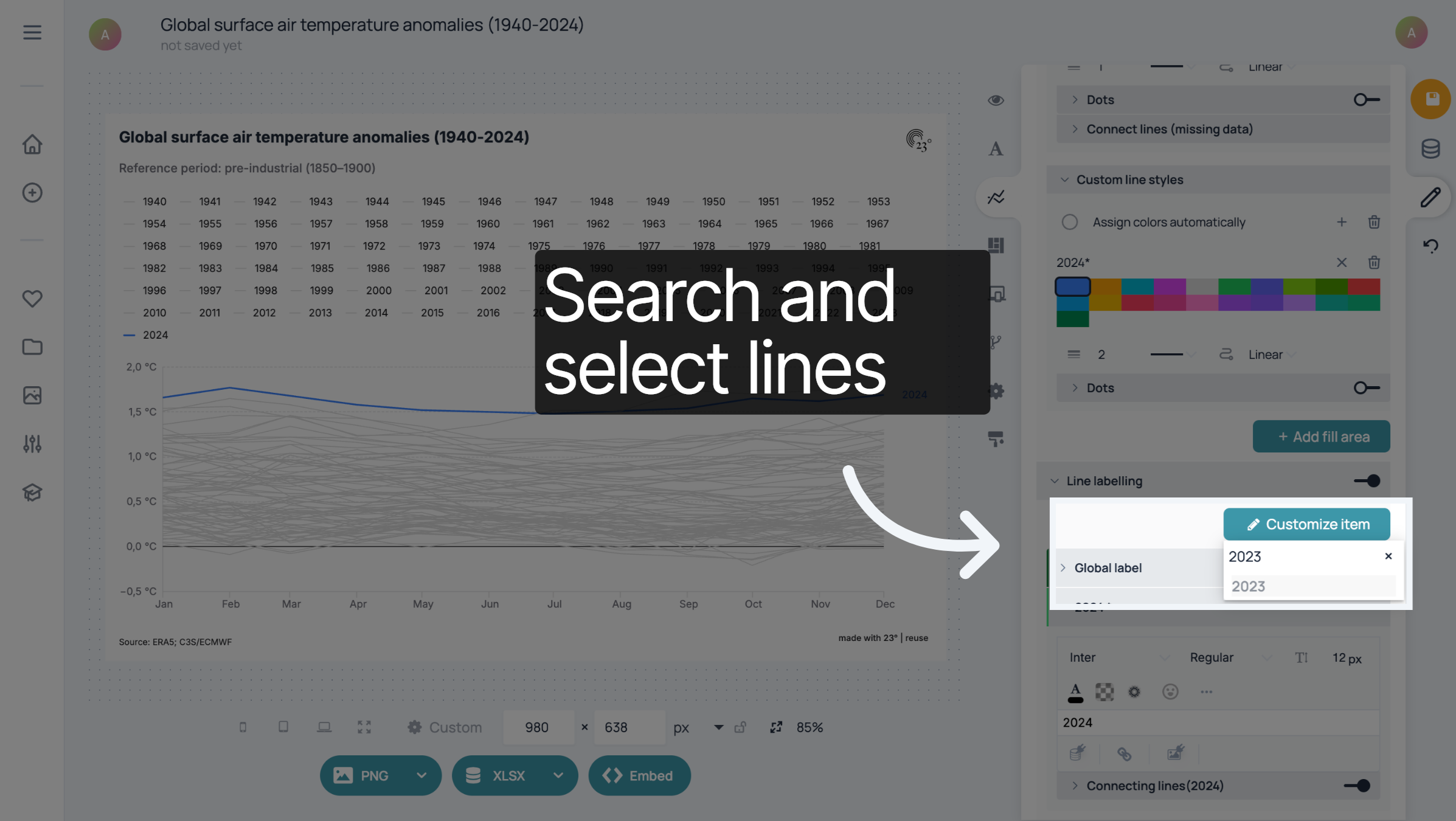 Select lines